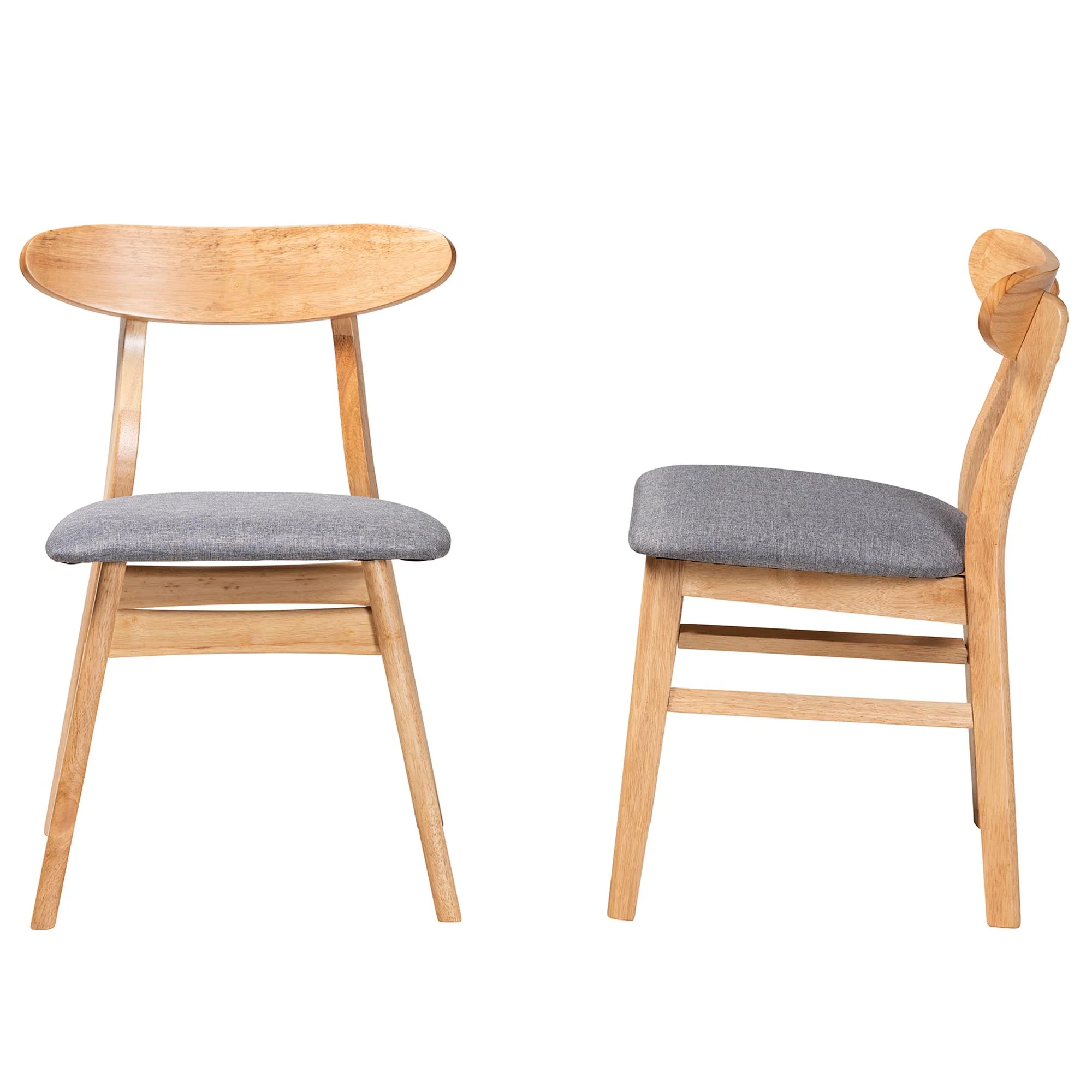 Baxton Studio Ulyana Mid-Century Grey Fabric and Natural Brown Finished Wood 2-Piece Dining Chair Set - Image 4