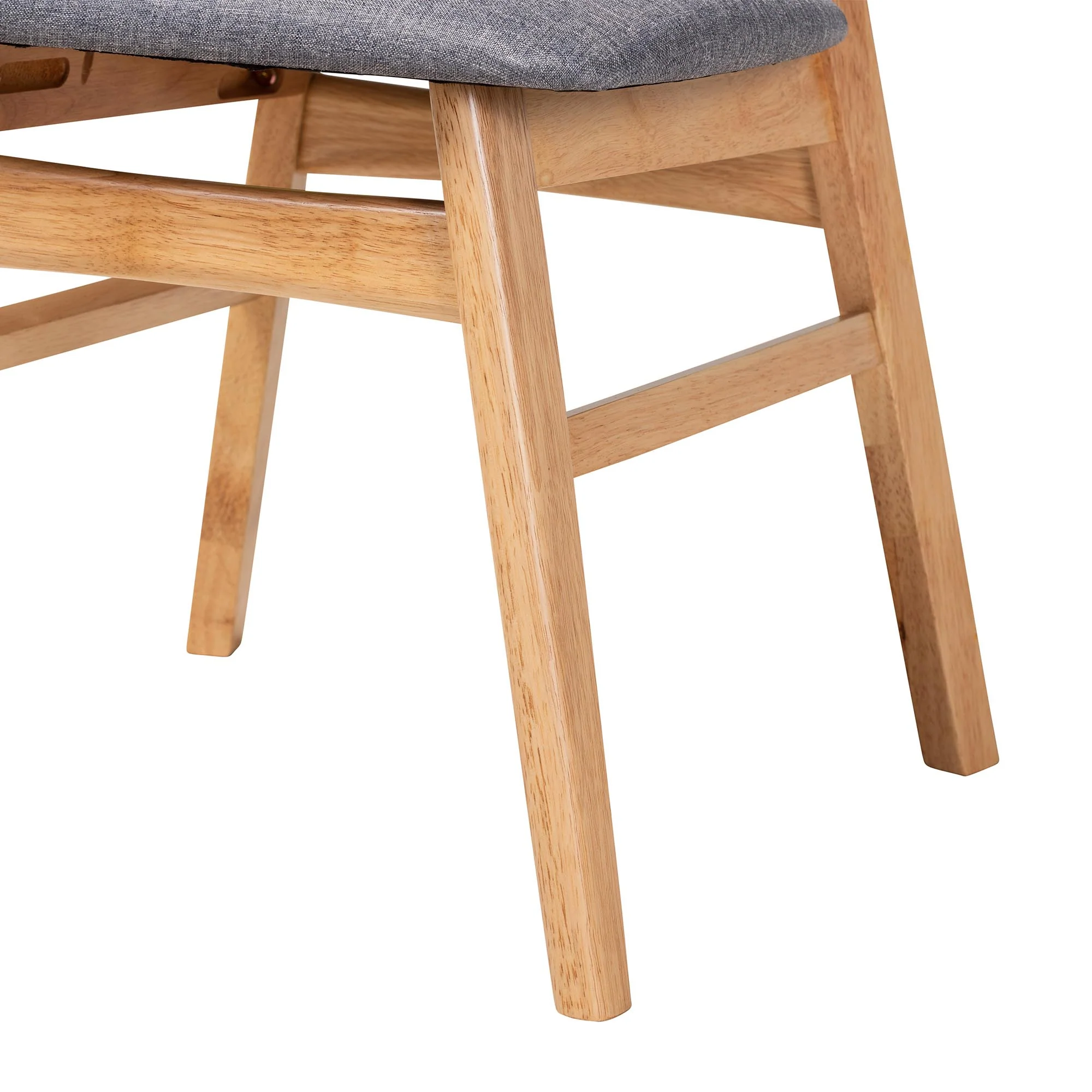 Baxton Studio Ulyana Mid-Century Grey Fabric and Natural Brown Finished Wood 2-Piece Dining Chair Set - Image 6