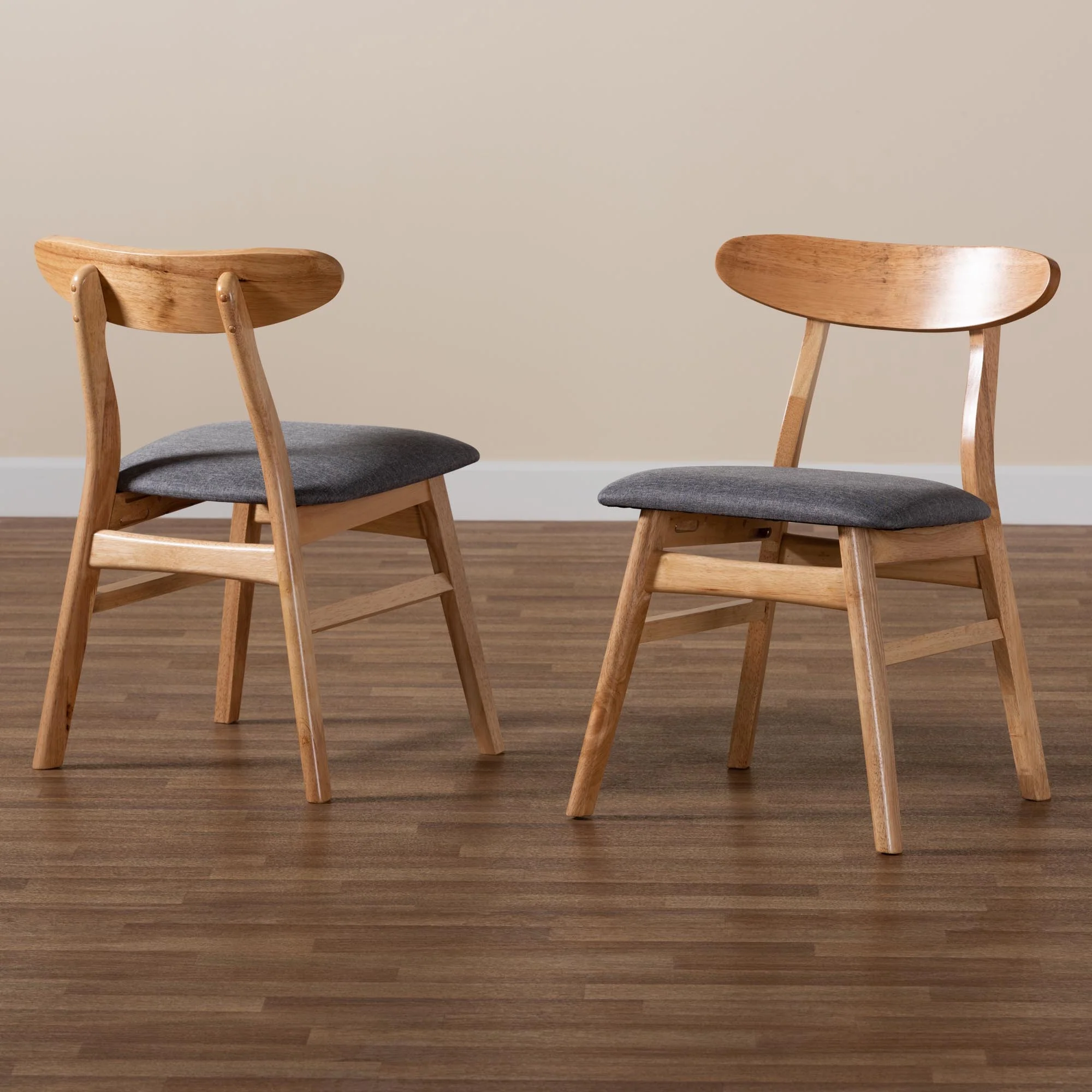 Baxton Studio Ulyana Mid-Century Grey Fabric and Natural Brown Finished Wood 2-Piece Dining Chair Set - Image 9