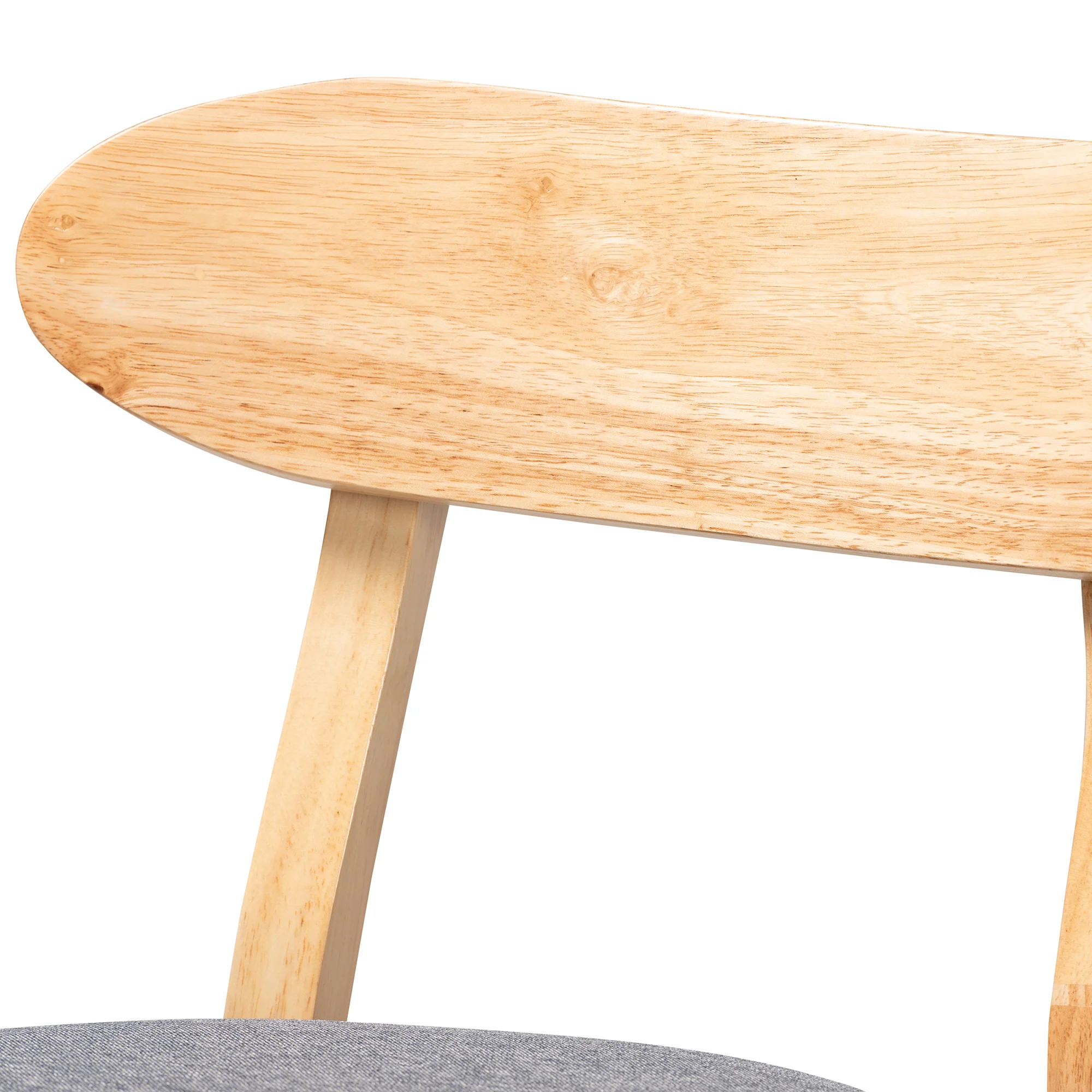 Baxton Studio Ulyana Mid-Century Modern Grey Fabric and Natural Brown Finished Wood 2-Piece Counter Stool Set - Image 5