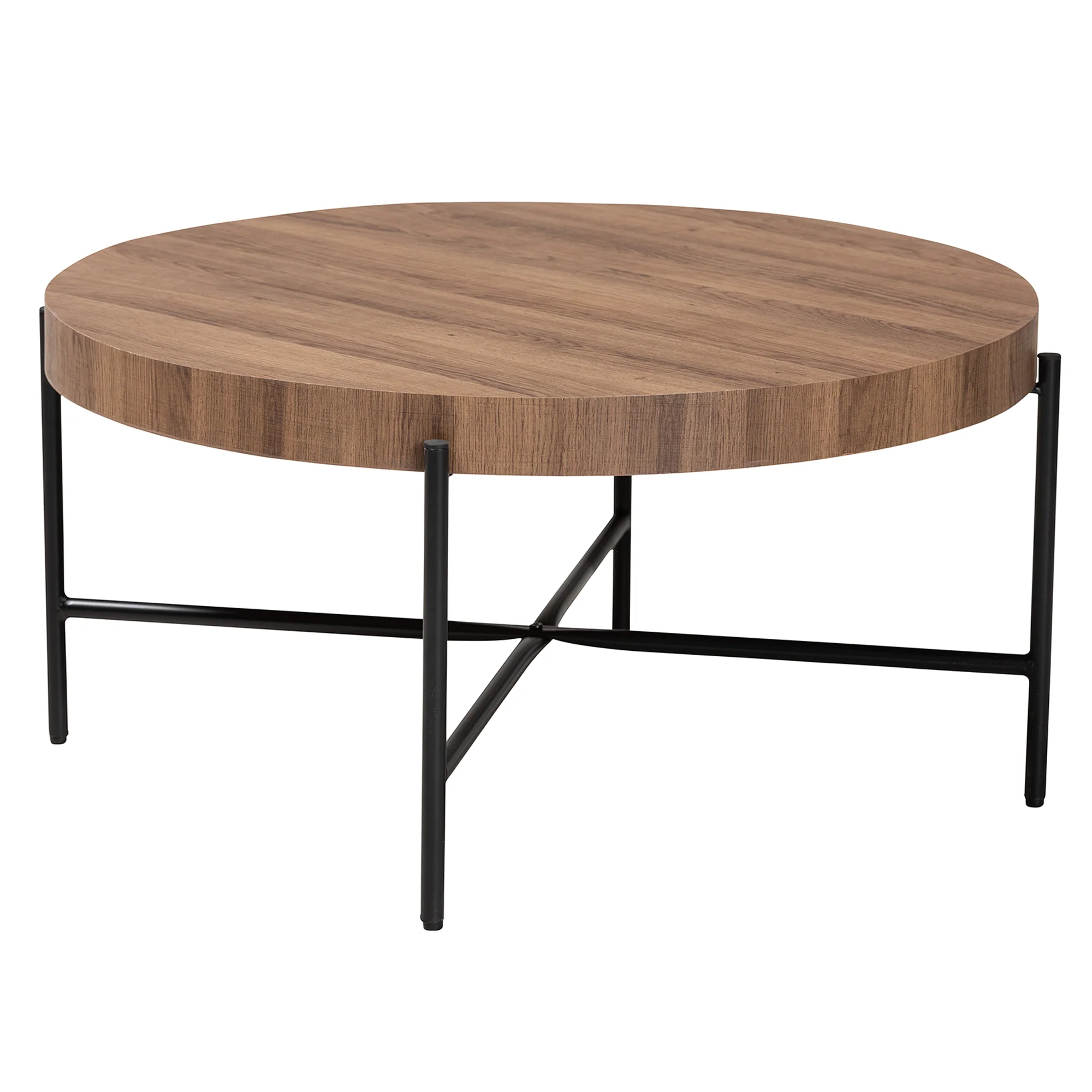 Baxton Studio Umar Modern Industrial Walnut Brown Finished Wood and Black Metal Coffee Table - Image 2