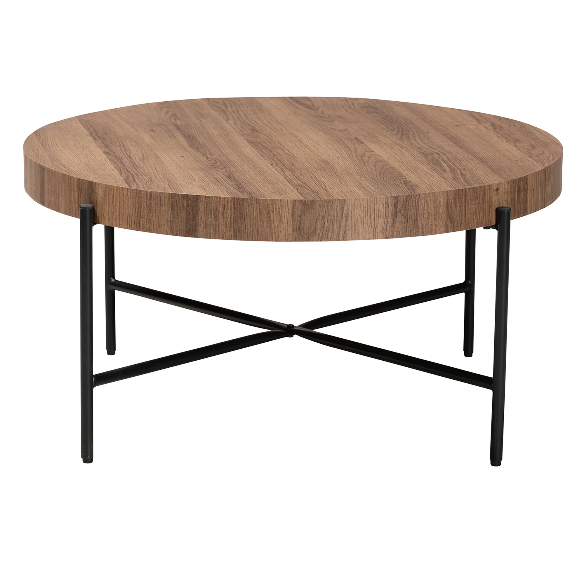 Baxton Studio Umar Modern Industrial Walnut Brown Finished Wood and Black Metal Coffee Table - Image 3