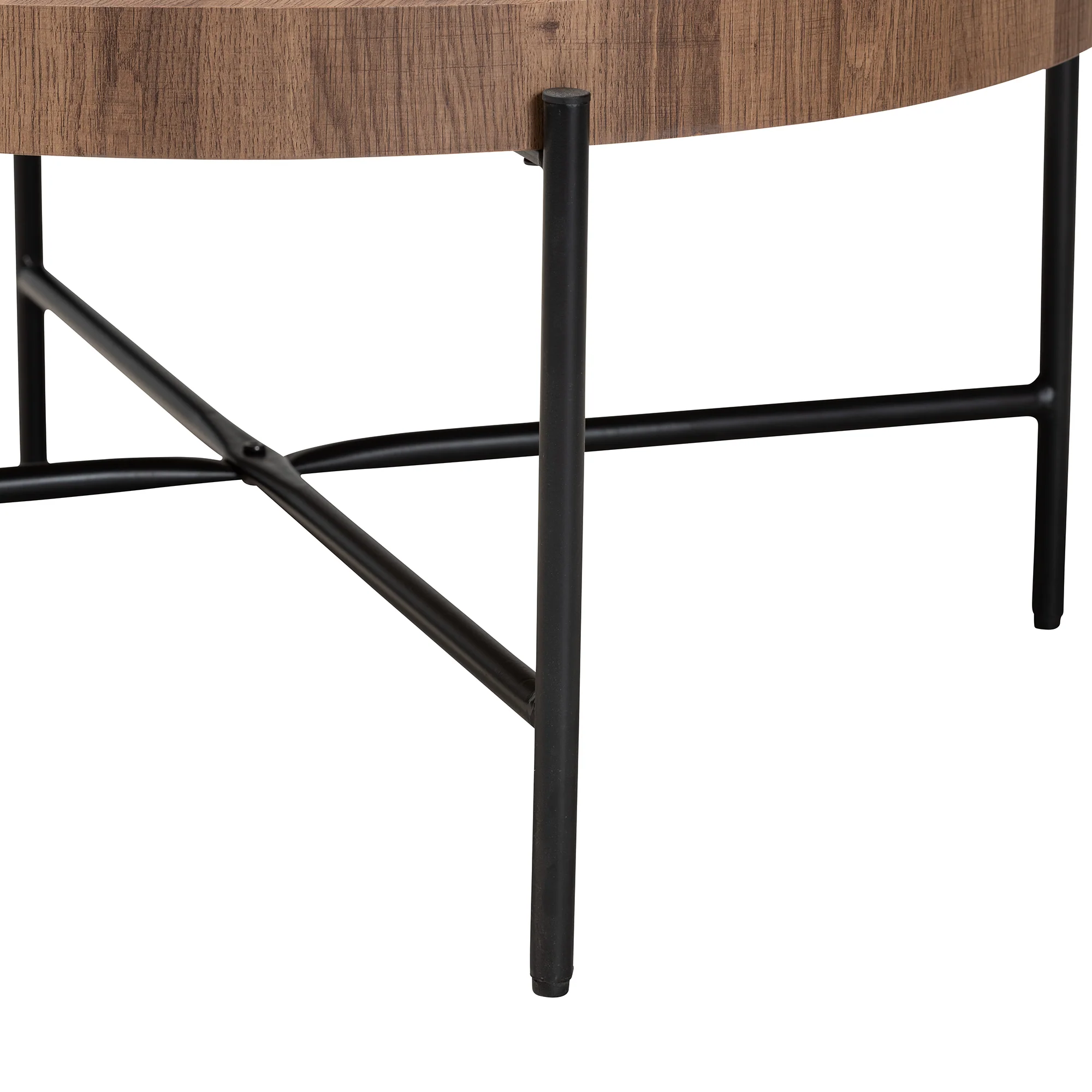Baxton Studio Umar Modern Industrial Walnut Brown Finished Wood and Black Metal Coffee Table - Image 4
