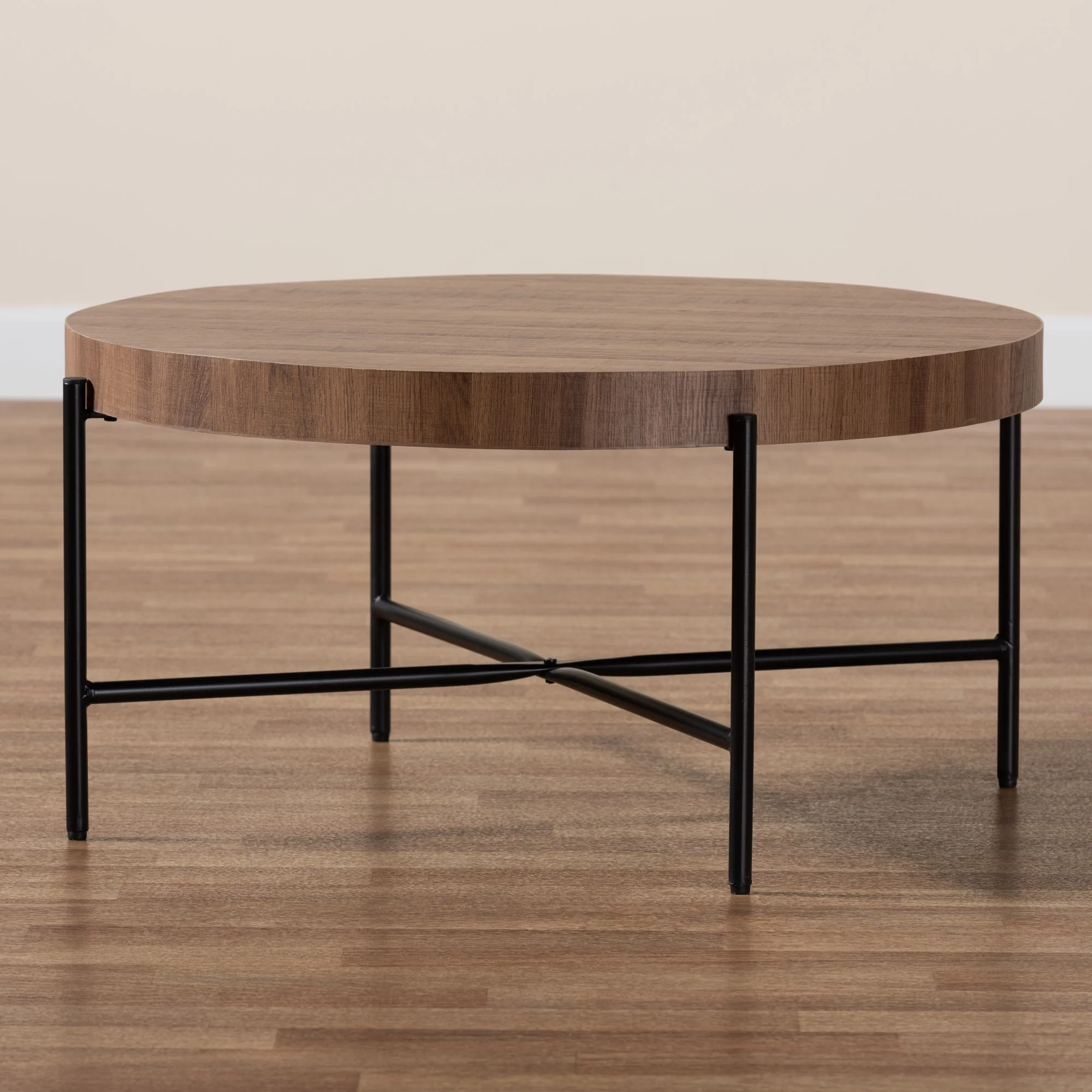 Baxton Studio Umar Modern Industrial Walnut Brown Finished Wood and Black Metal Coffee Table - Image 7