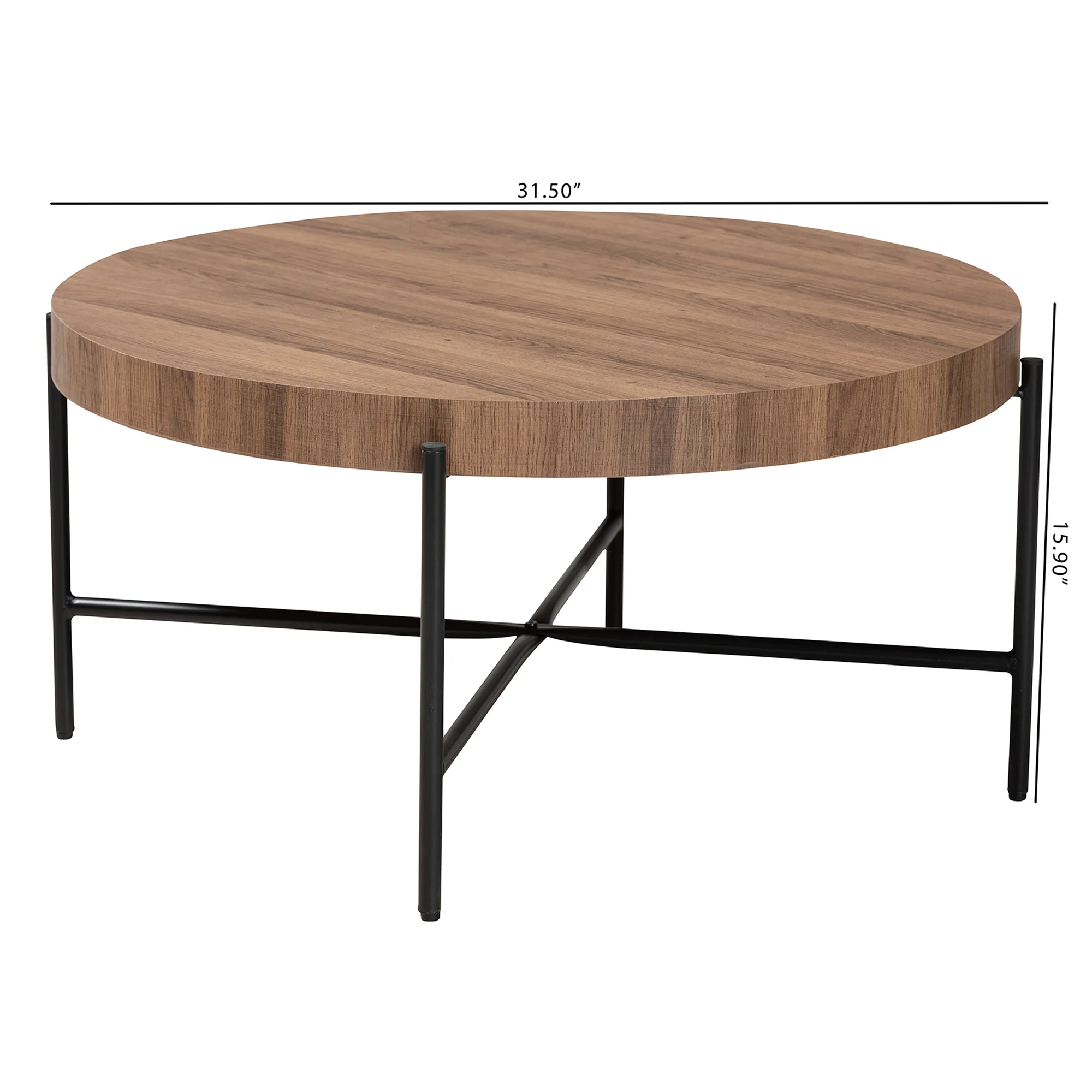 Baxton Studio Umar Modern Industrial Walnut Brown Finished Wood and Black Metal Coffee Table - Image 8