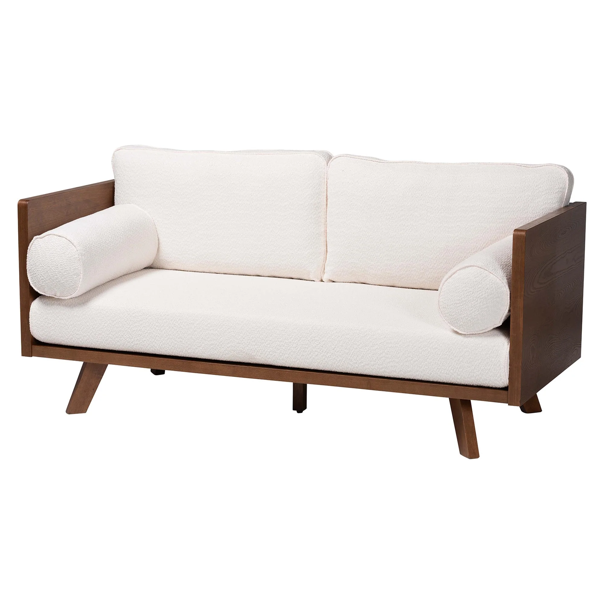 Baxton Studio Uriel Mid-Century Modern Cream Boucle Fabric Sofa - Image 5