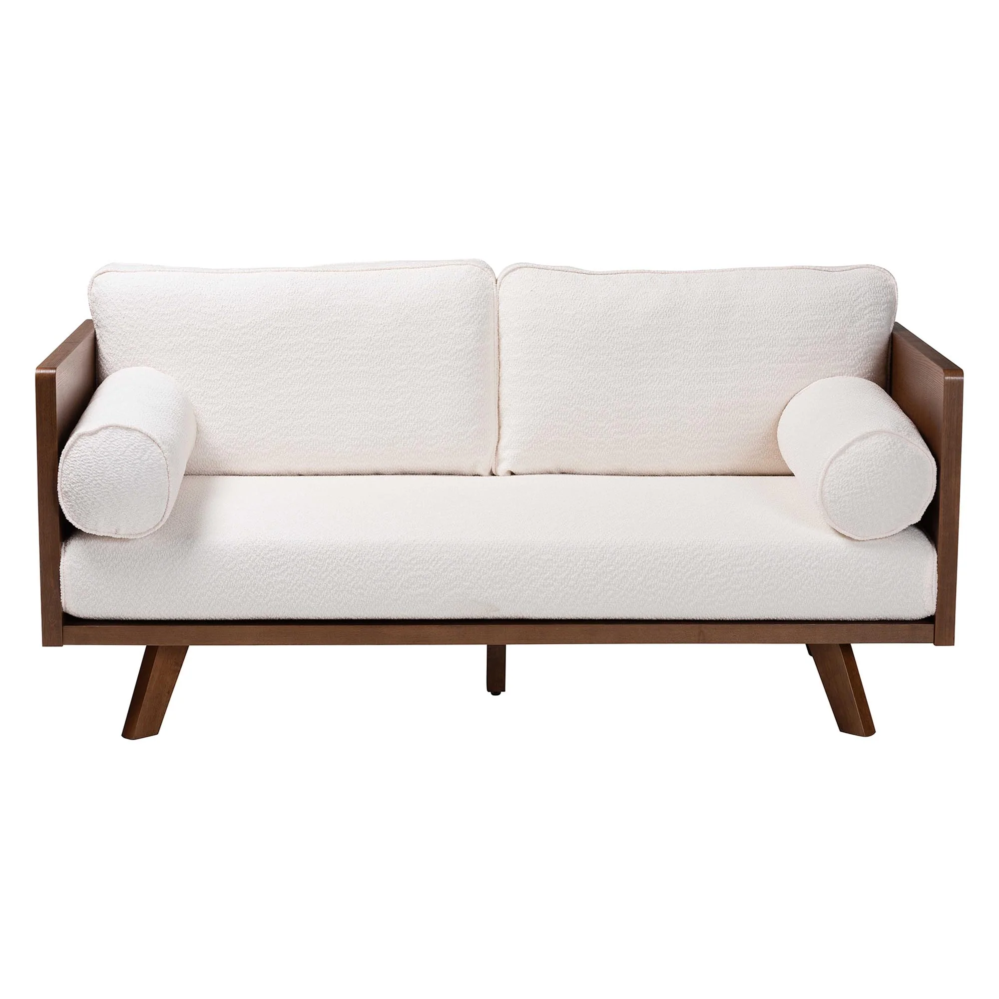 Baxton Studio Uriel Mid-Century Modern Cream Boucle Fabric Sofa - Image 6