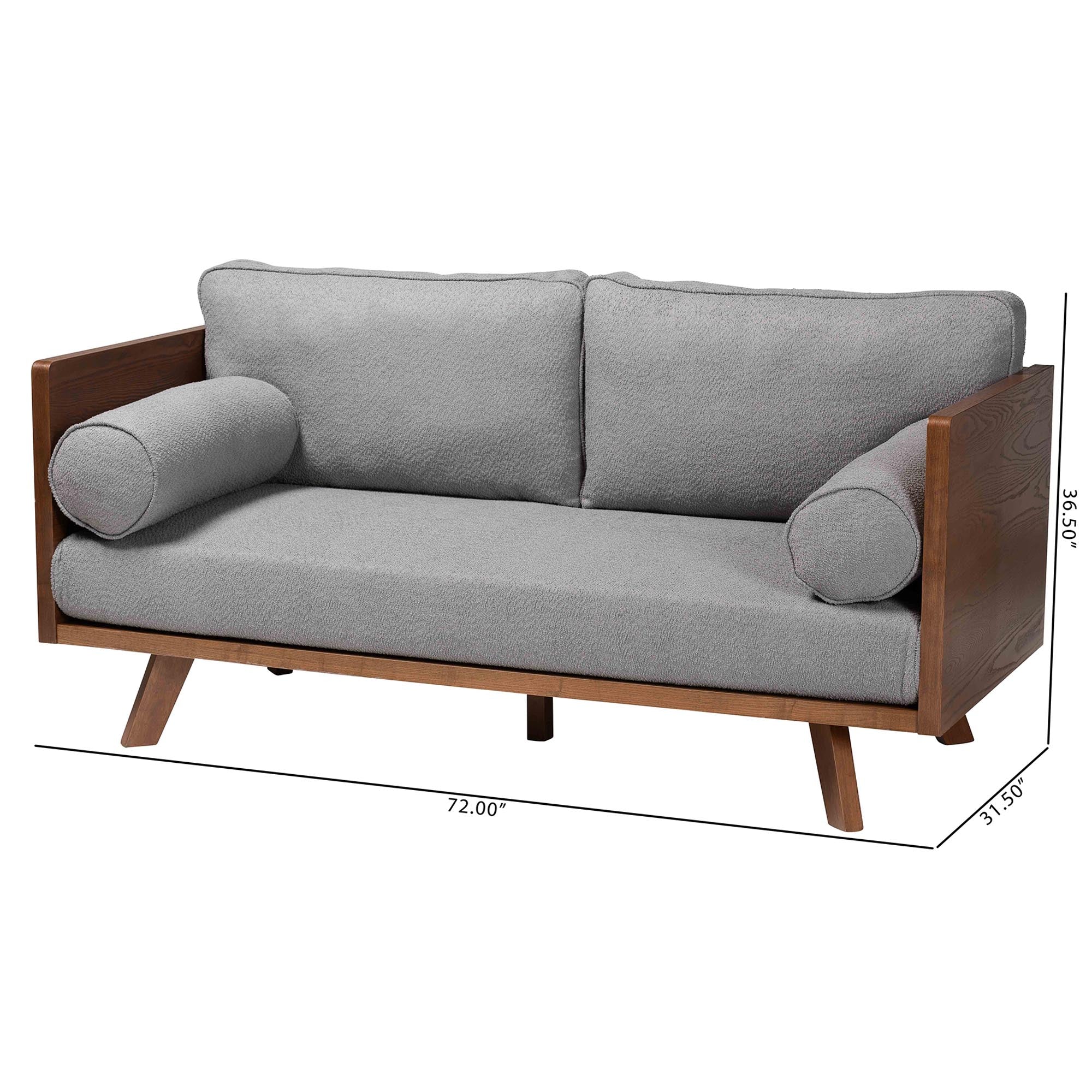 Baxton Studio Uriel Mid-Century Modern Grey Boucle Fabric Sofa - Image 4