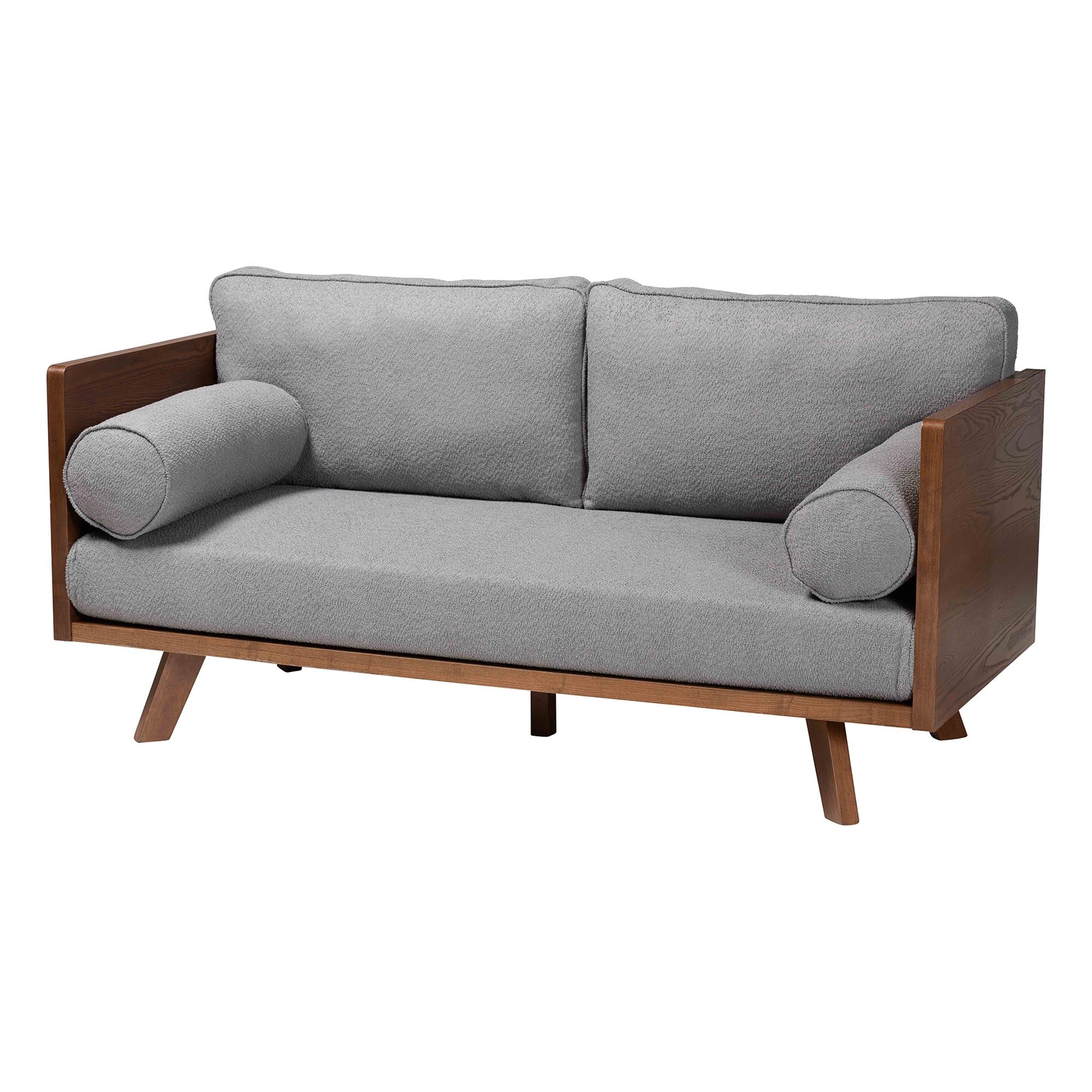 Baxton Studio Uriel Mid-Century Modern Grey Boucle Fabric Sofa - Image 5