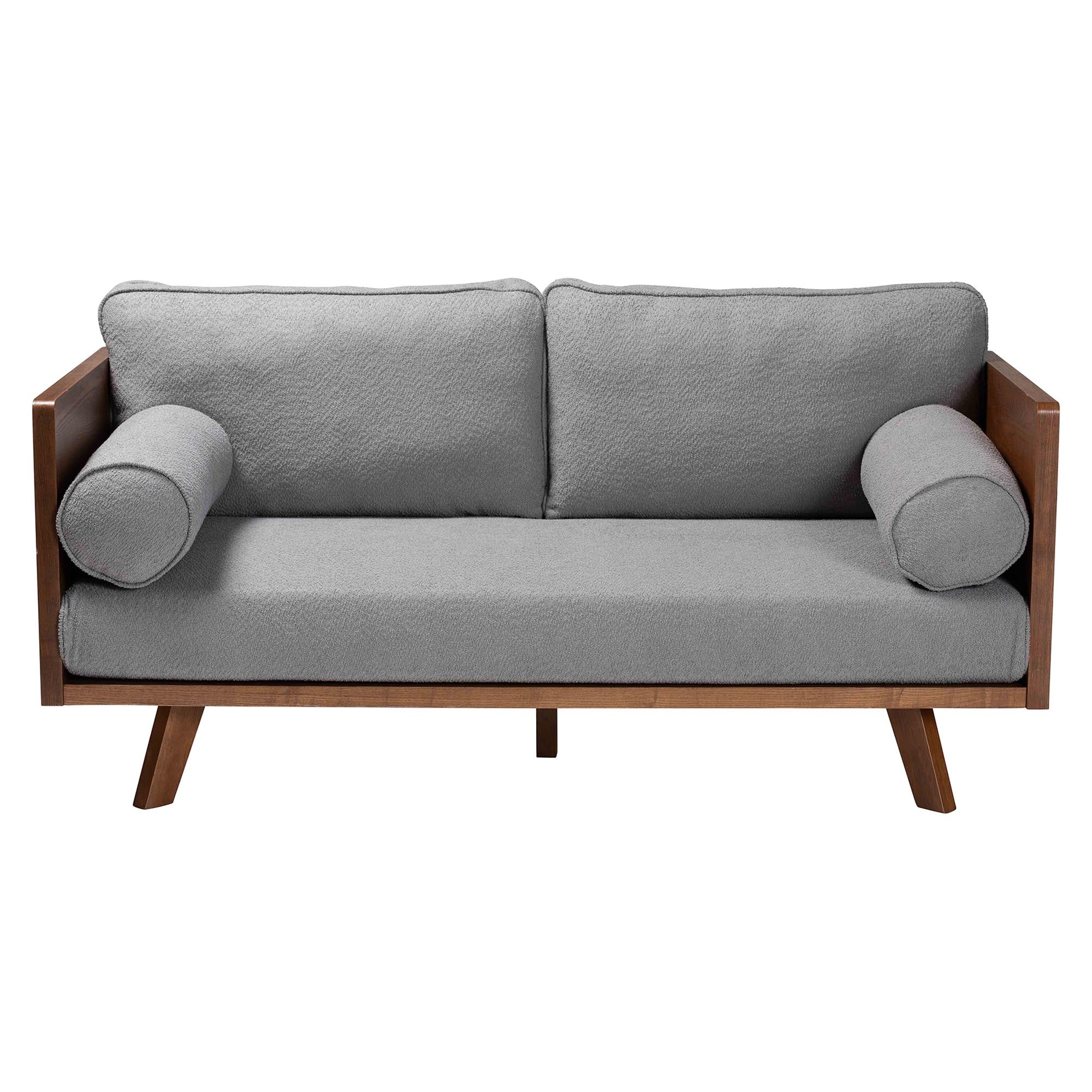 Baxton Studio Uriel Mid-Century Modern Grey Boucle Fabric Sofa - Image 6