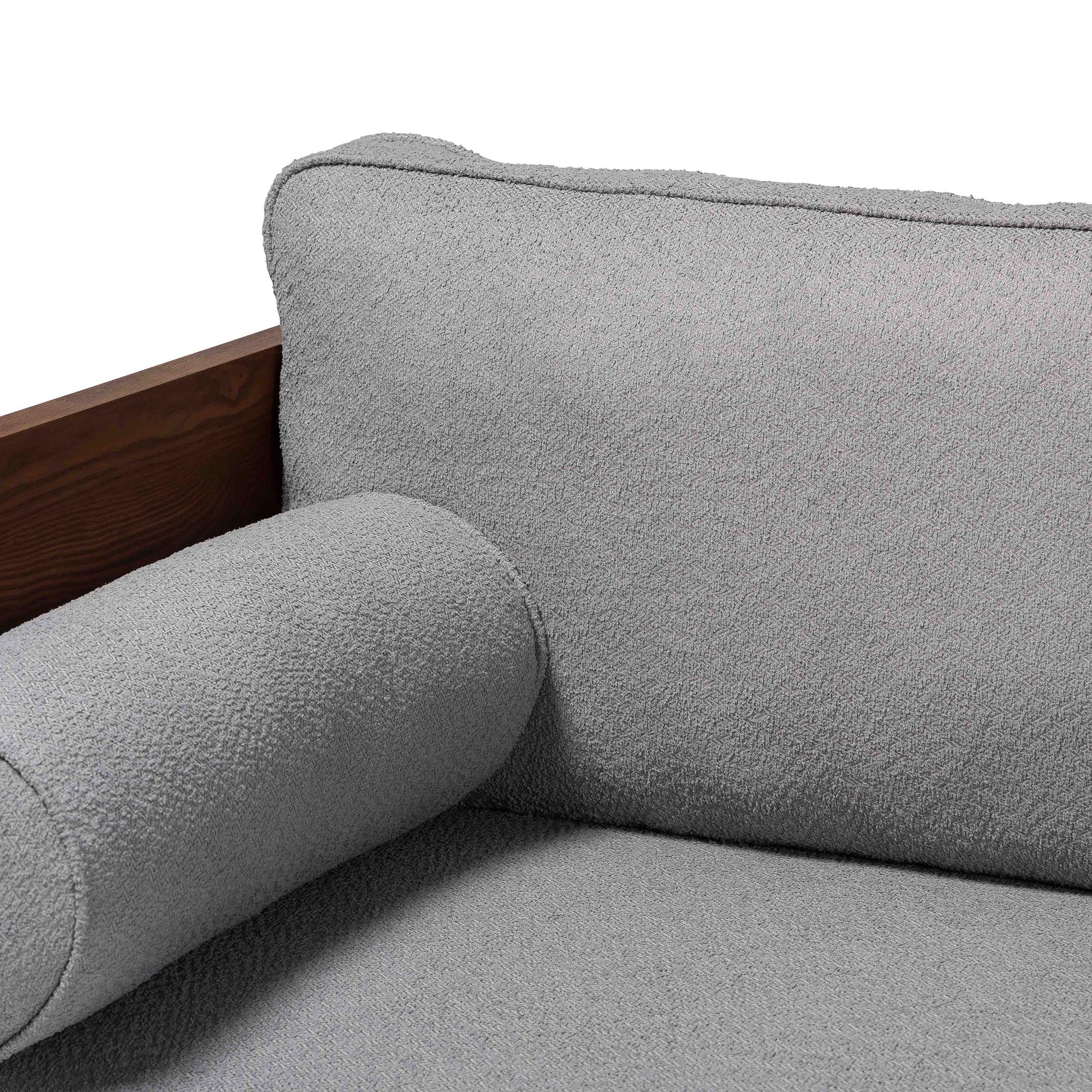 Baxton Studio Uriel Mid-Century Modern Grey Boucle Fabric Sofa - Image 9