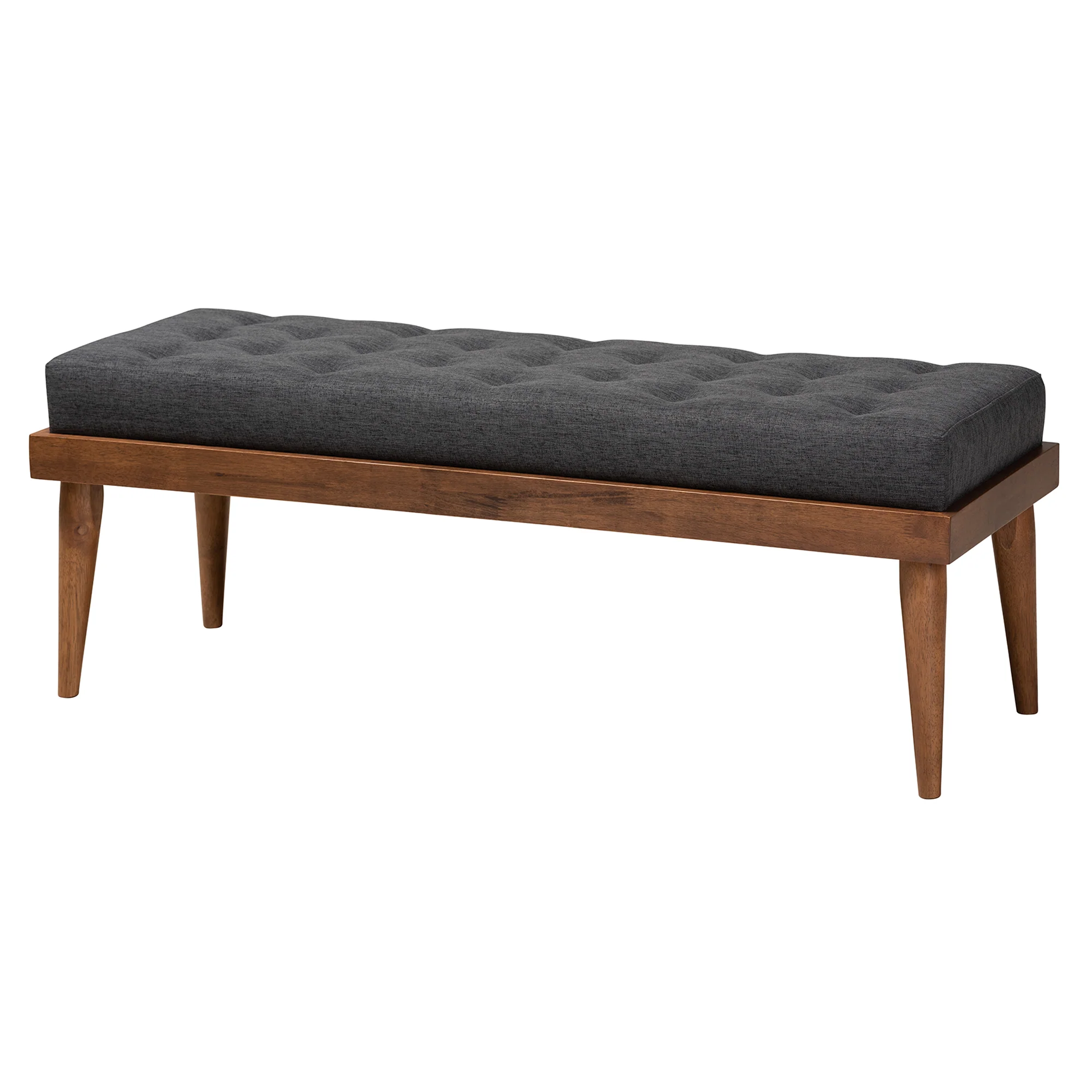 Baxton Studio Valencia Mid-Century Modern Dark Grey Fabric Upholstered King Size 2-Piece Bedroom Set - Image 5