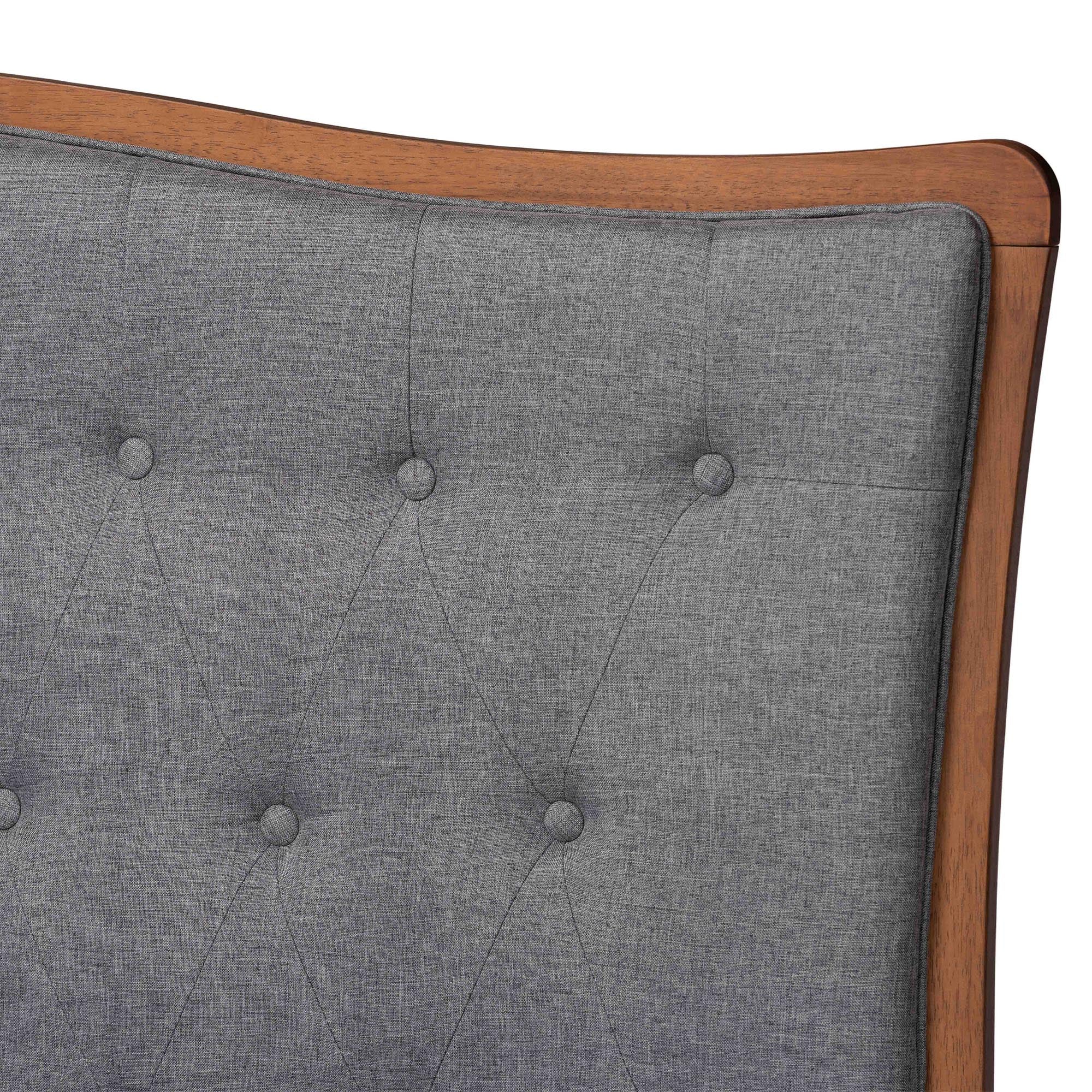Baxton Studio Valonia Classic and Traditional Grey Fabric and Walnut Brown Finished Wood Queen Size Platform Bed - Image 5