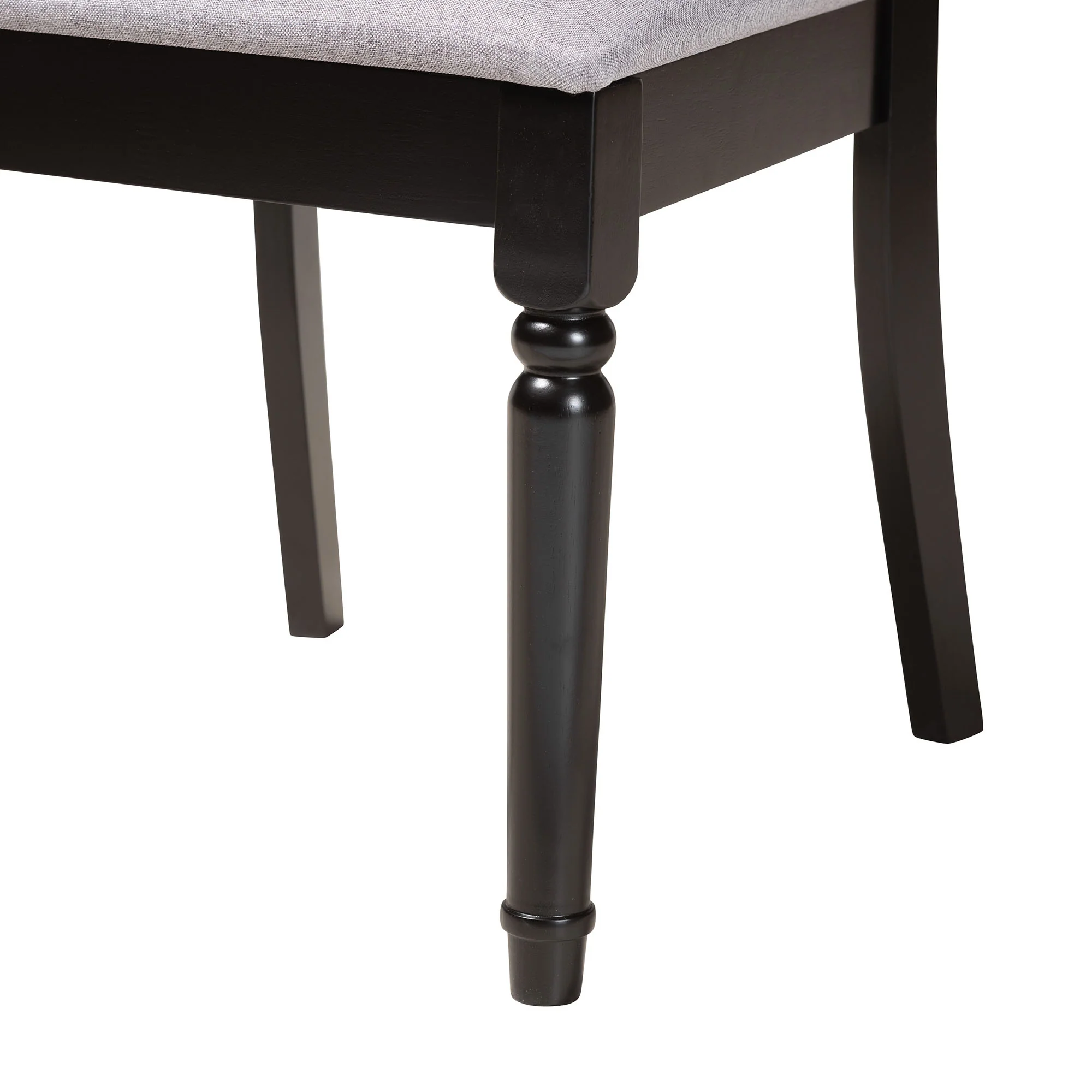 Baxton Studio Velia Modern Grey Fabric and Dark Brown Finished Wood 5-Piece Dining Set - Image 9