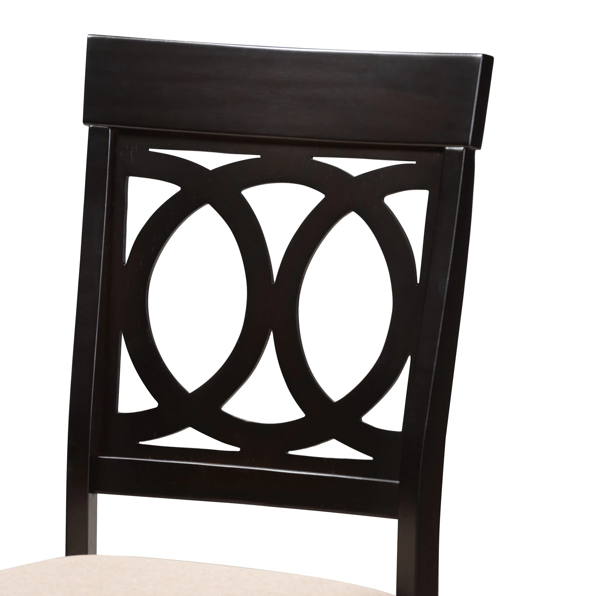 Baxton Studio Velia Modern Sand Fabric and Dark Brown Finished Wood 5-Piece Dining Set - Image 8