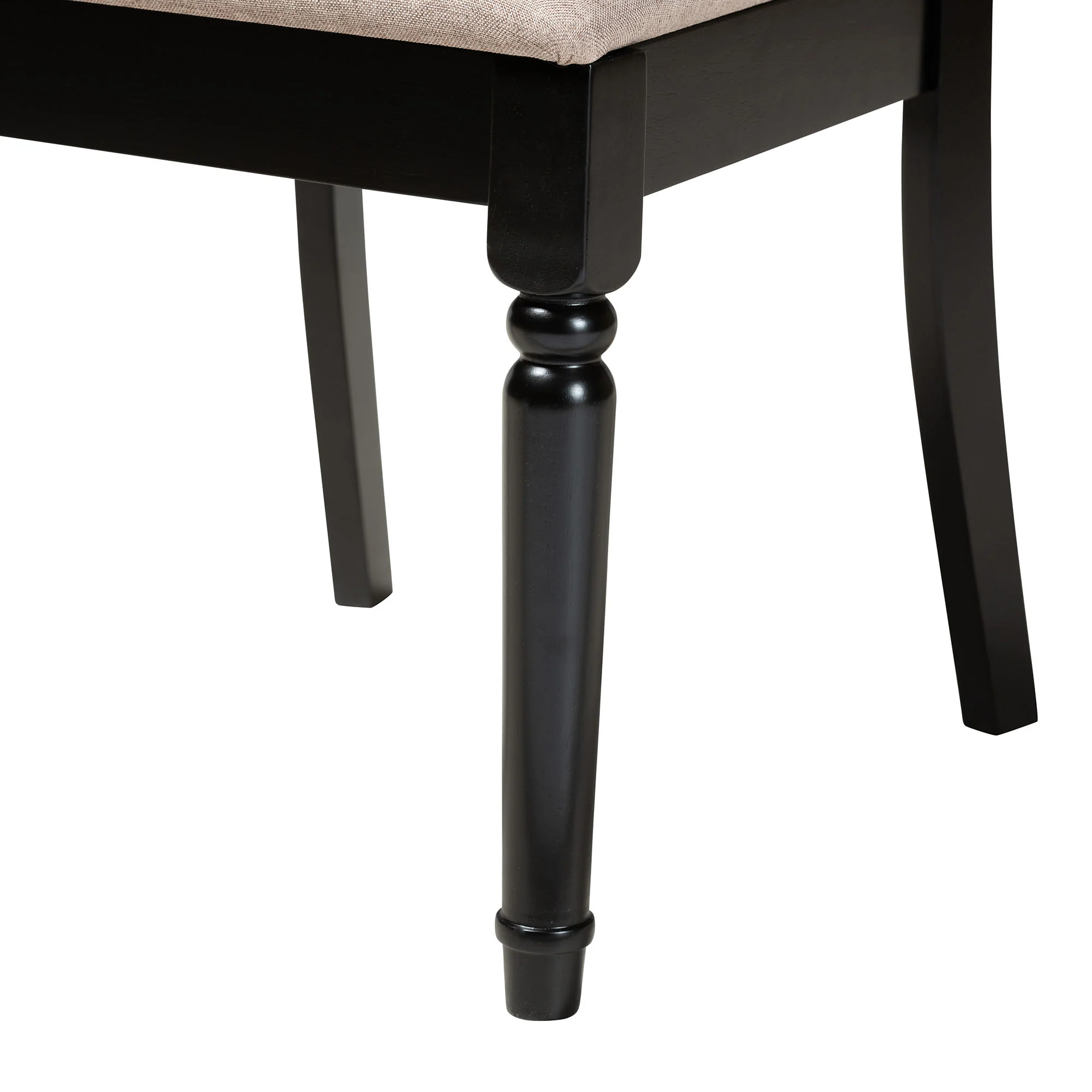 Baxton Studio Velia Modern Sand Fabric and Dark Brown Finished Wood 5-Piece Dining Set - Image 9