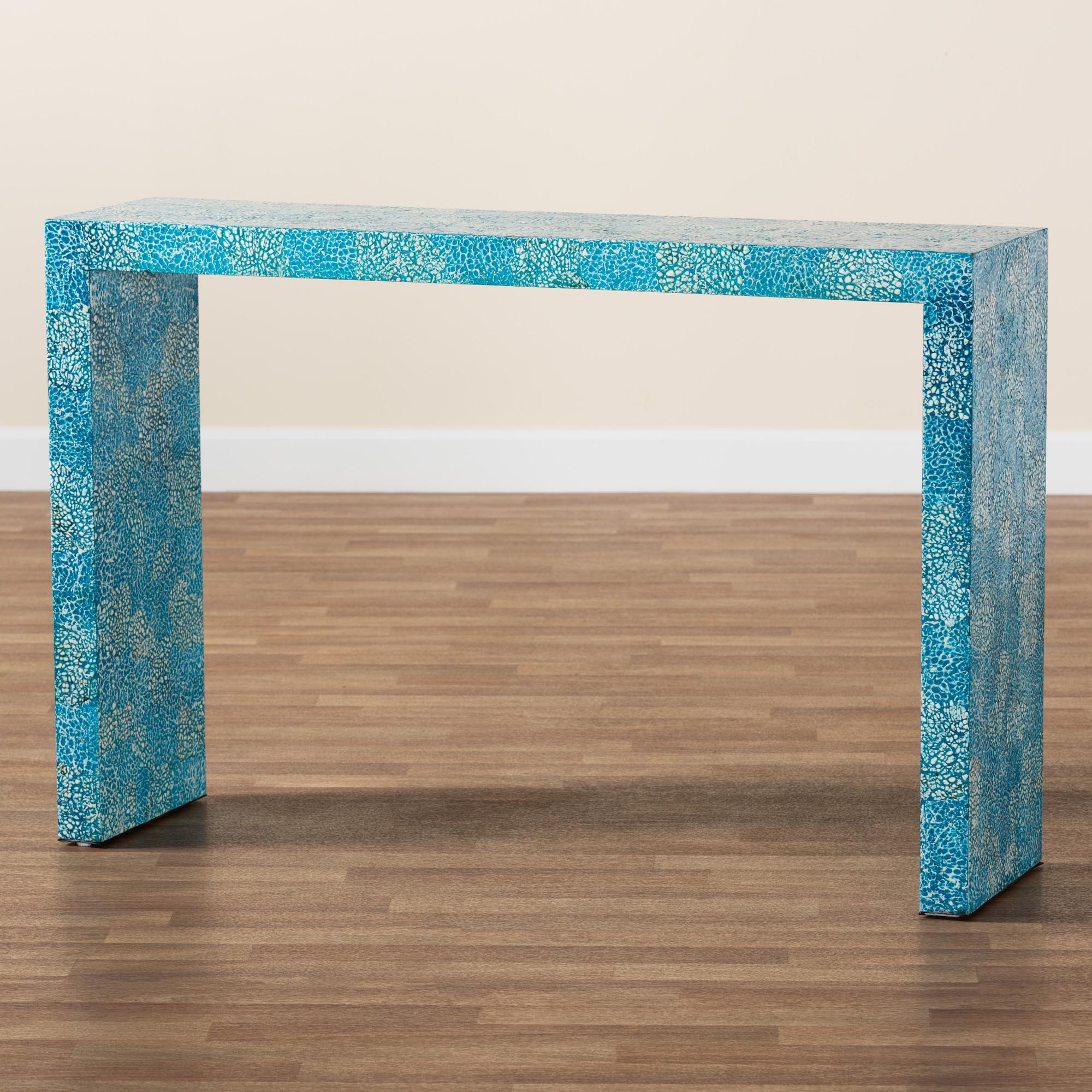 Baxton Studio Veruca Modern Bohemian Blue Mother of Pearl Console Table - Image 7