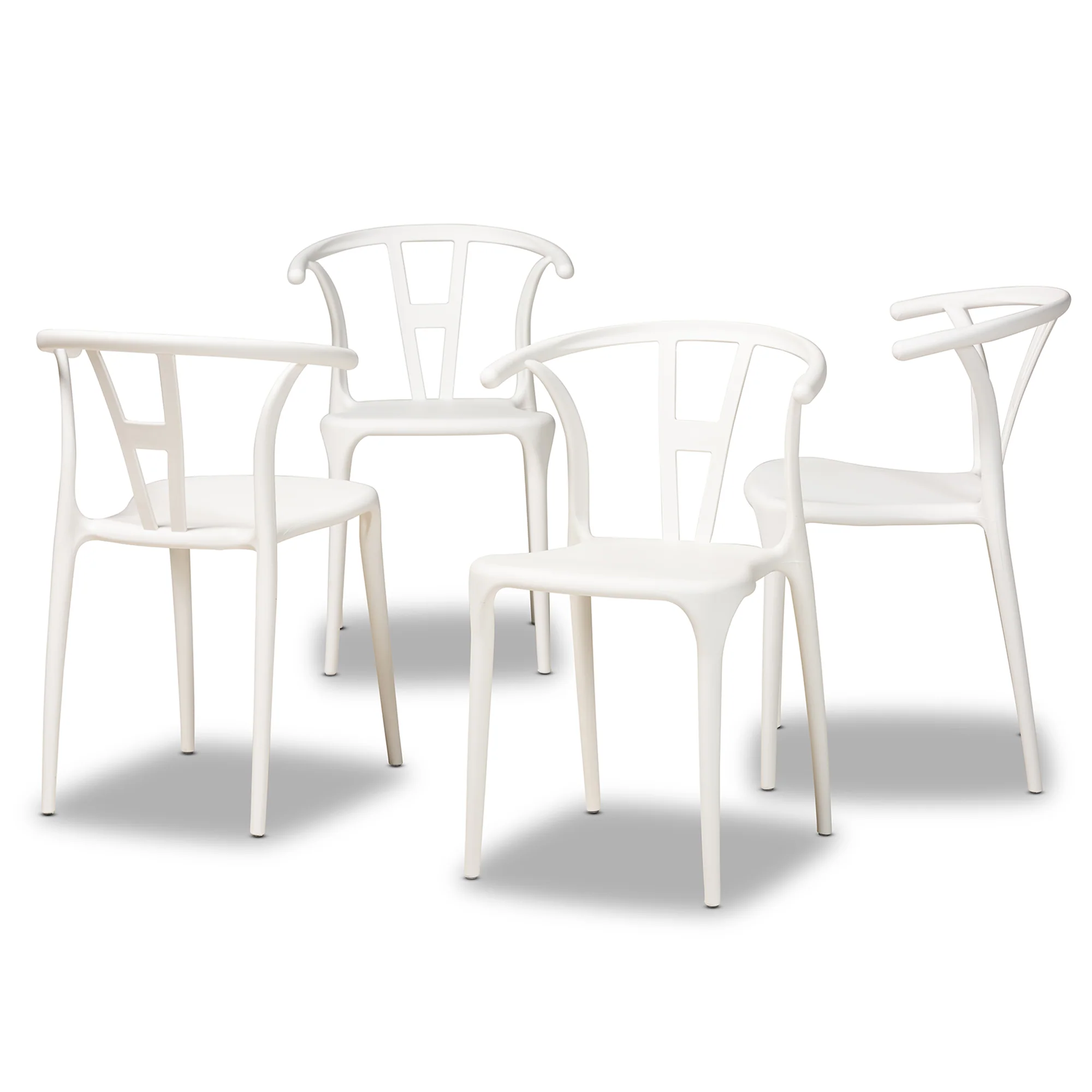 Baxton Studio Warner Modern and Contemporary White Plastic 4-Piece Dining Chair Set - Image 2
