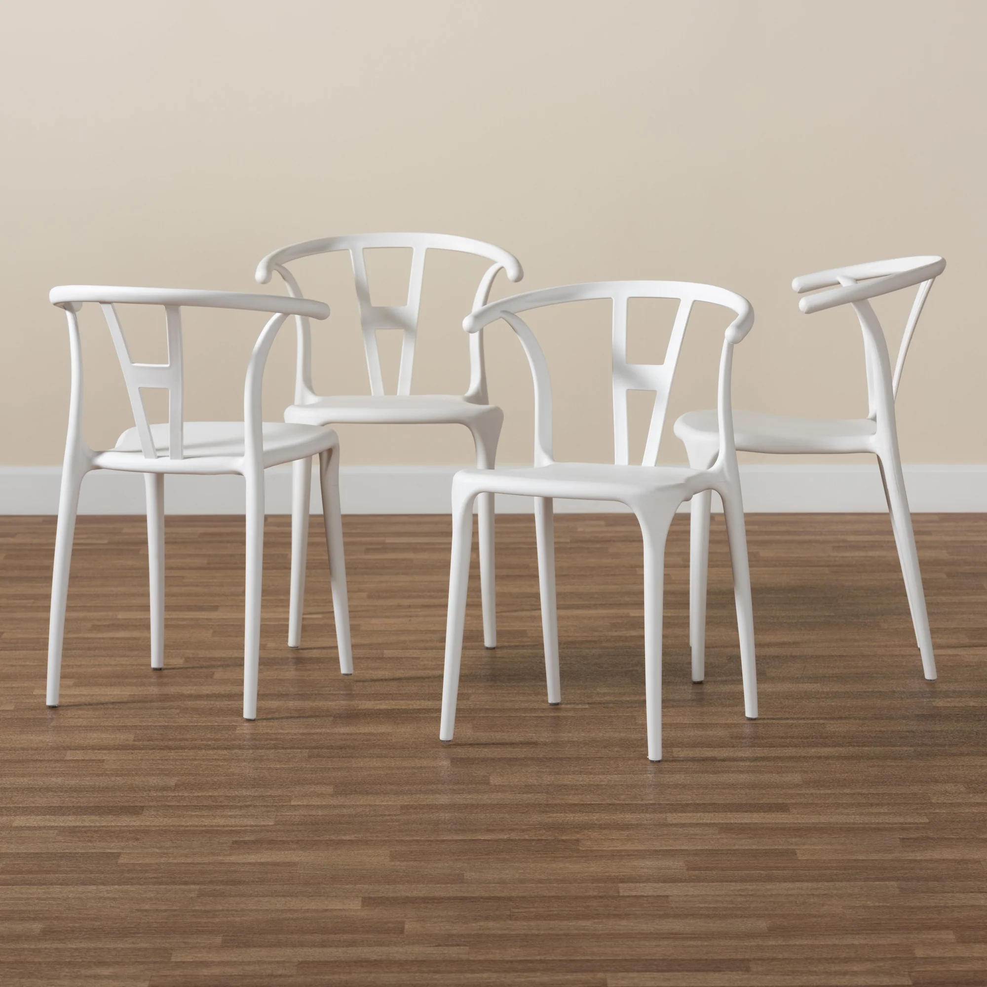 Baxton Studio Warner Modern and Contemporary White Plastic 4-Piece Dining Chair Set - Image 7