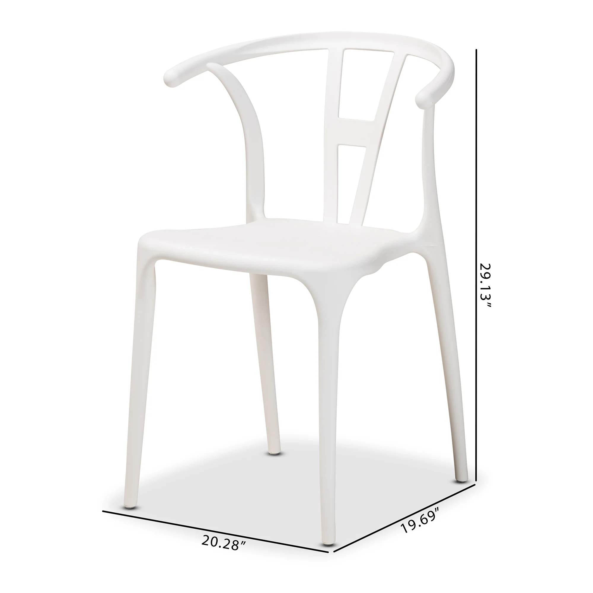 Baxton Studio Warner Modern and Contemporary White Plastic 4-Piece Dining Chair Set - Image 8