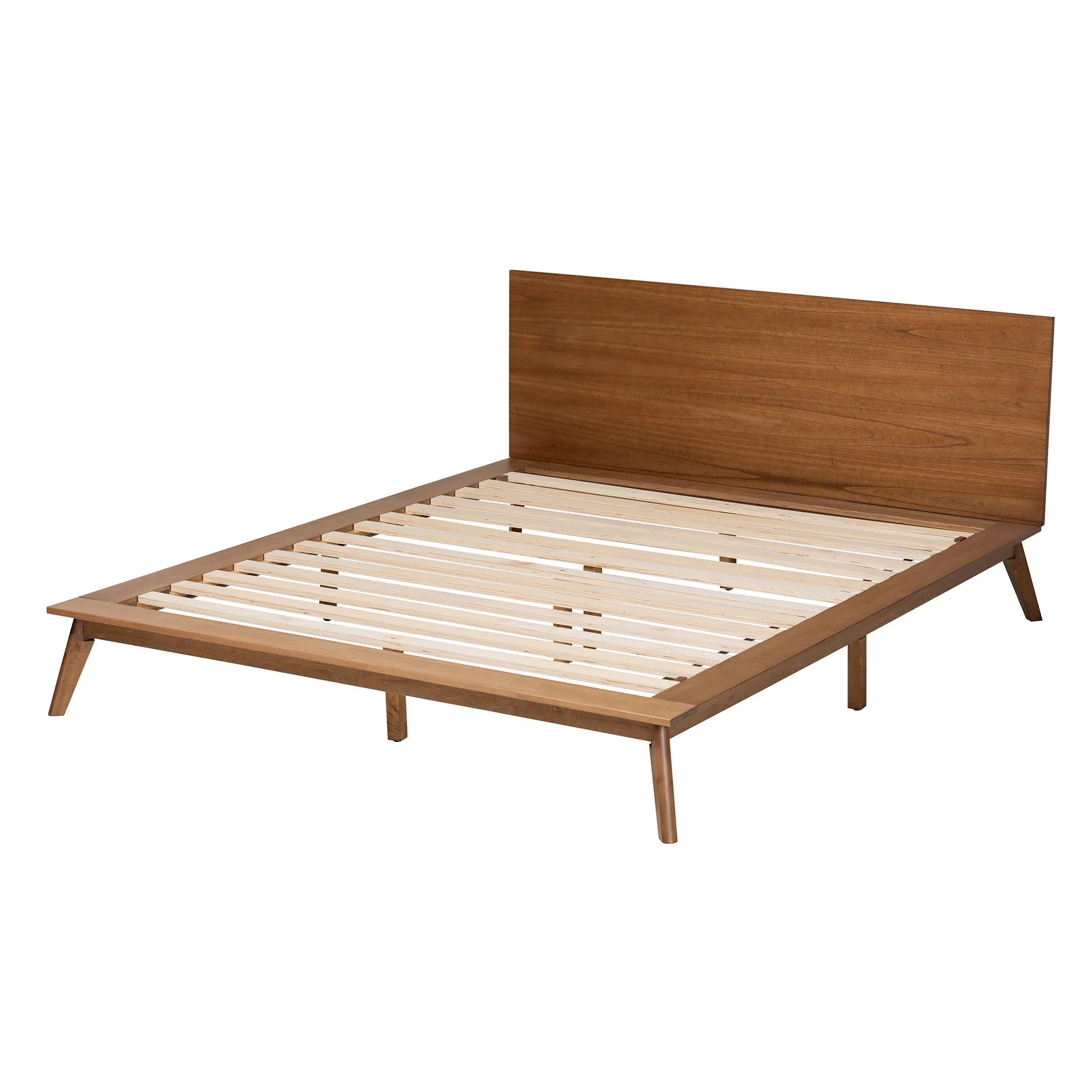 Baxton Studio Wheatley Mid-Century Modern Walnut Brown Finished Wood King Size Platform Bed - Image 4