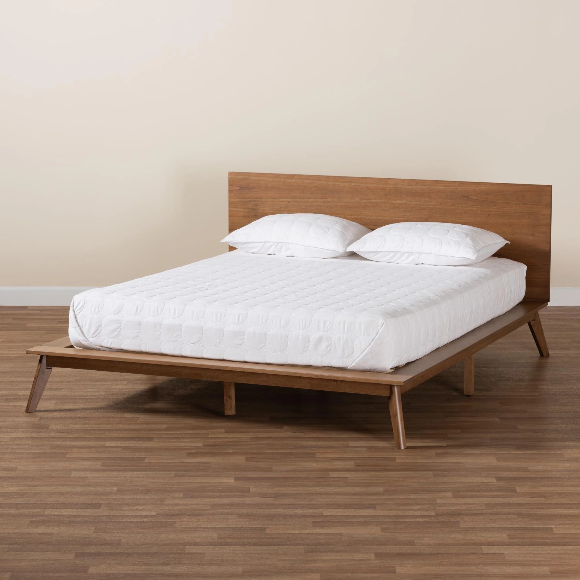 Baxton Studio Wheatley Mid-Century Modern Walnut Brown Finished Wood Queen Size Platform Bed - Image 10