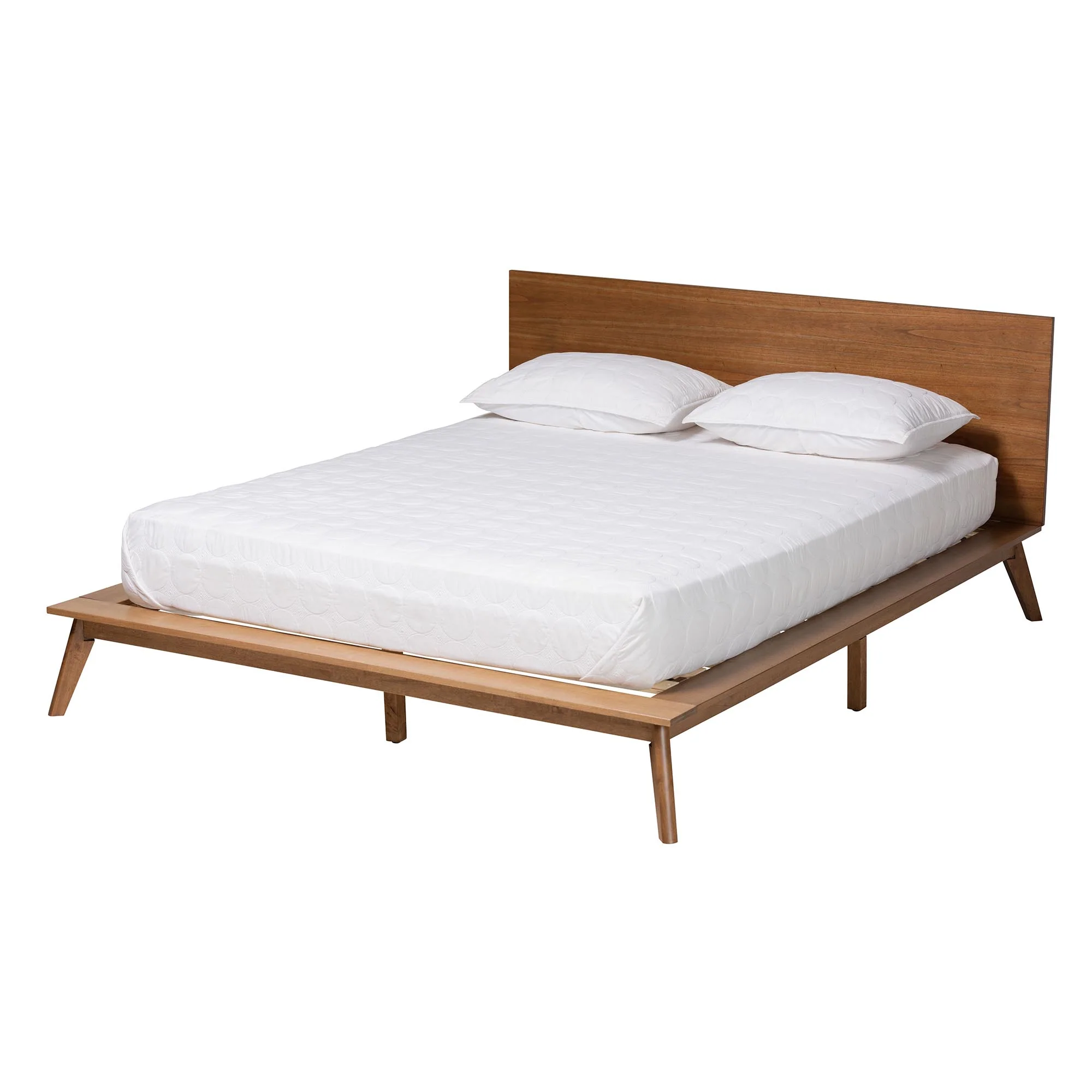 Baxton Studio Wheatley Mid-Century Modern Walnut Brown Finished Wood Queen Size Platform Bed - Image 2