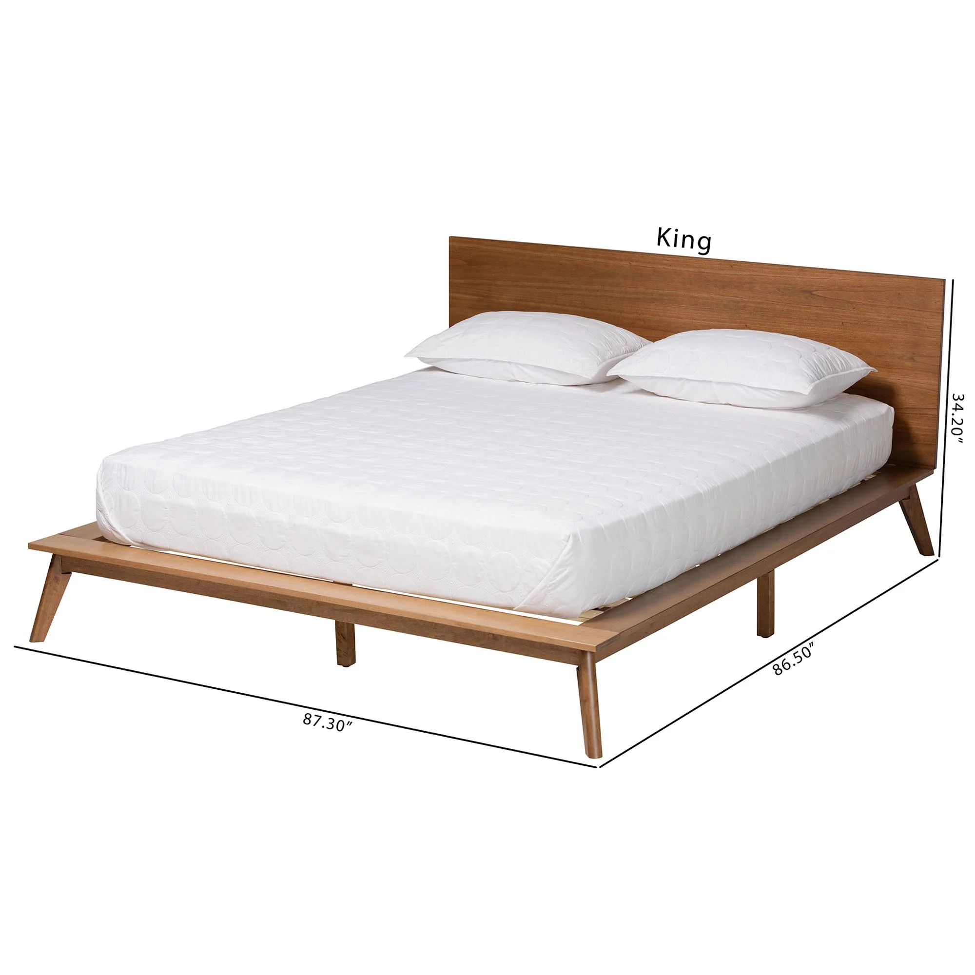 Baxton Studio Wheatley Mid-Century Modern Walnut Brown Finished Wood Queen Size Platform Bed - Image 9