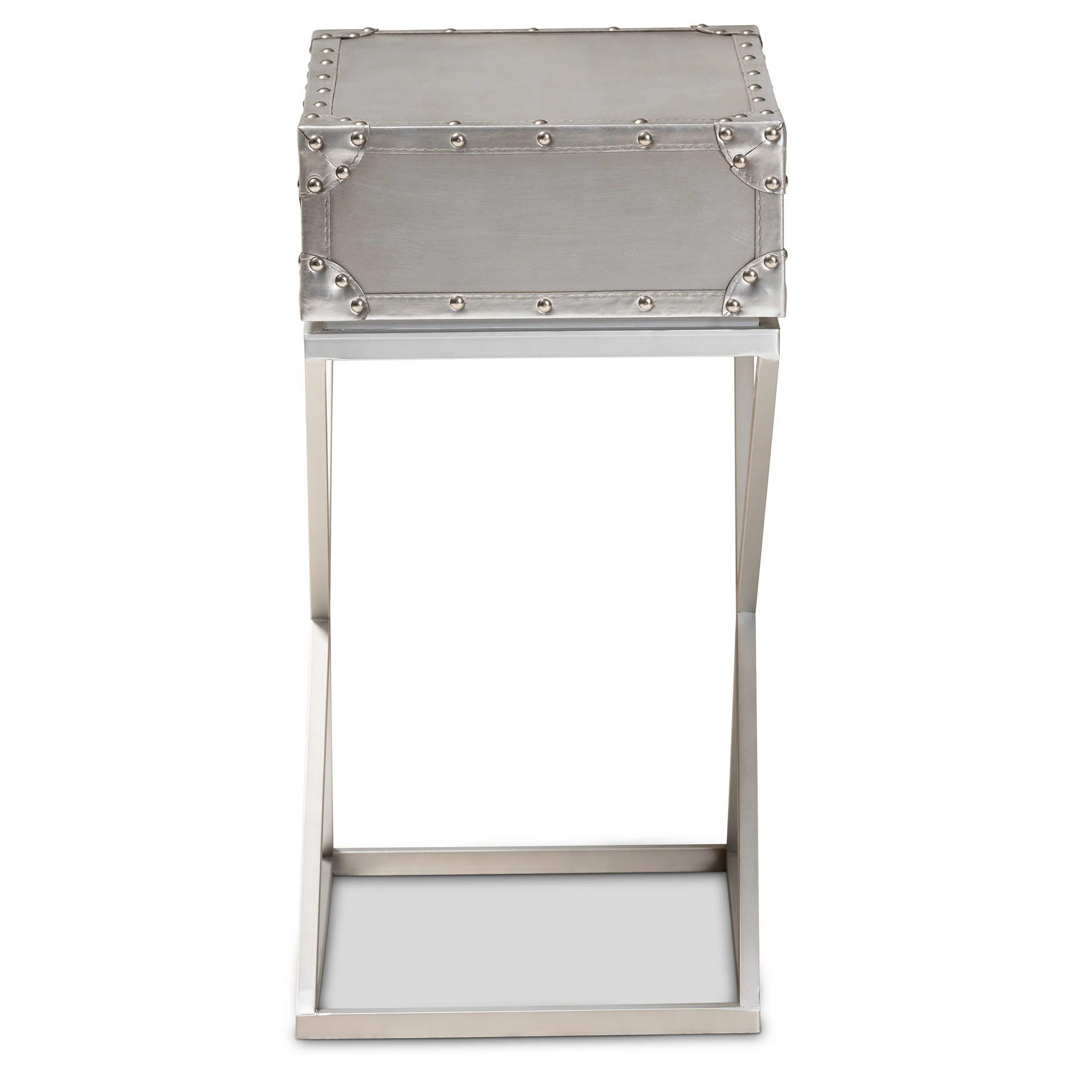 Baxton Studio William Modern French Industrial Silver Metal 1-Drawer End Table - Image 7