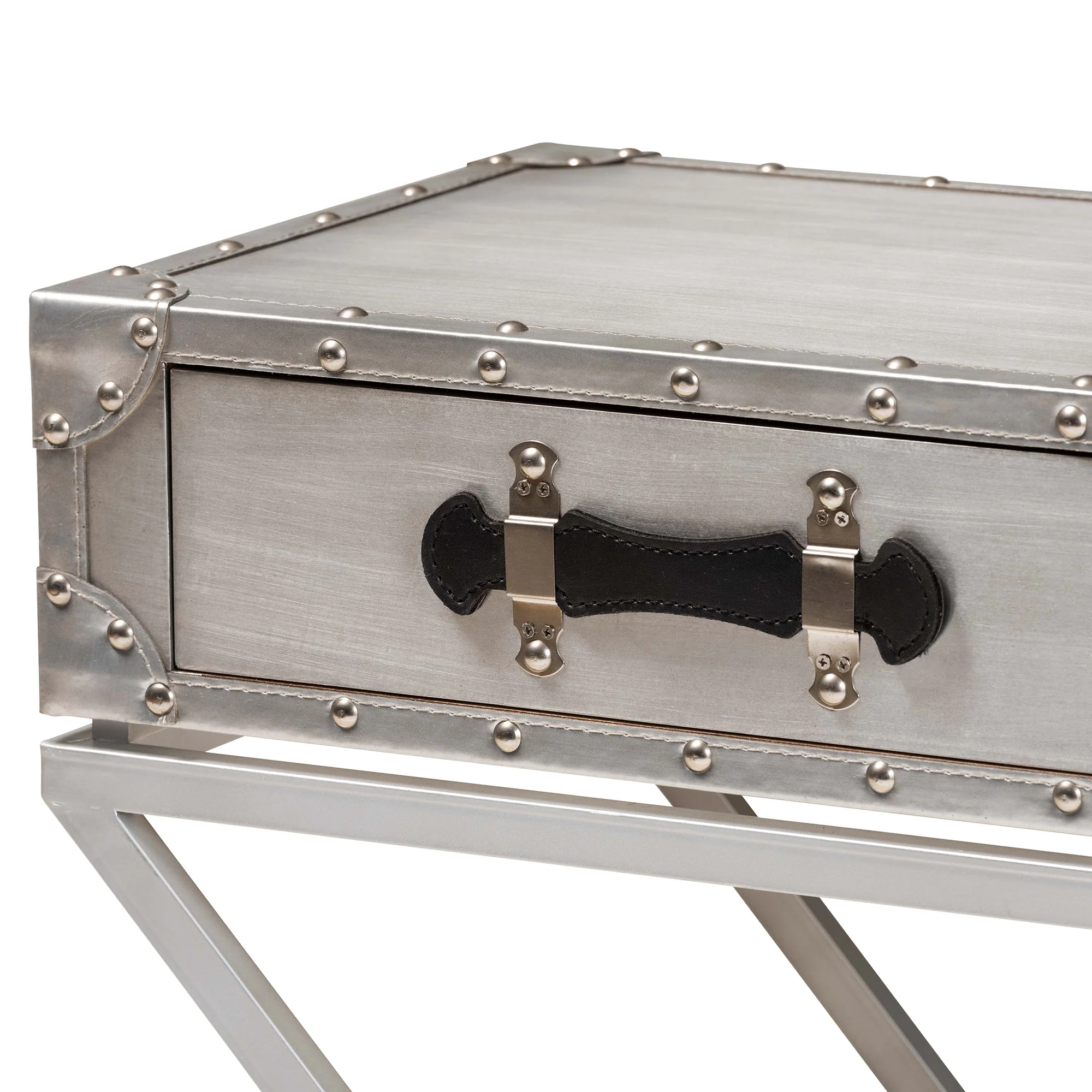 Baxton Studio William Modern French Industrial Silver Metal 1-Drawer End Table - Image 9