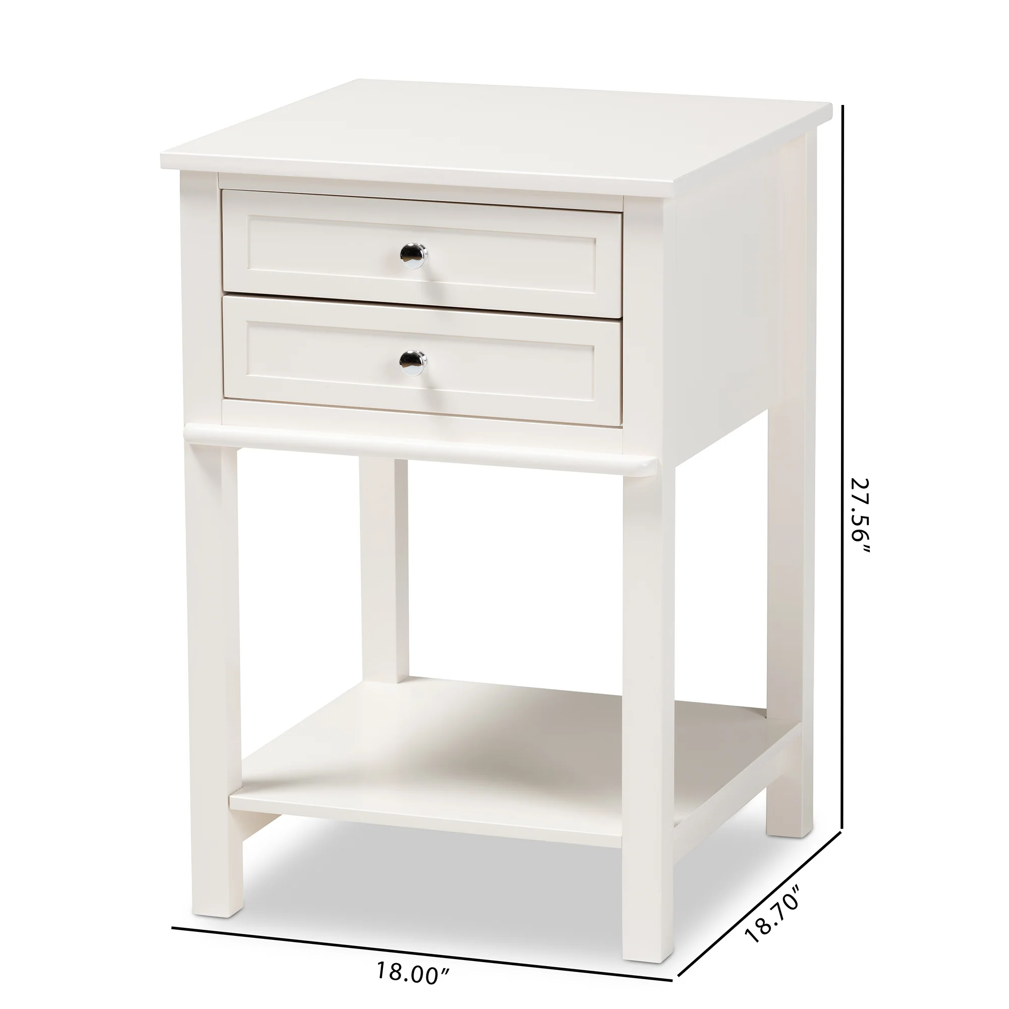Baxton Studio Willow Modern Transitional Light Grey Finished 2-Drawer Wood End Table - Image 12