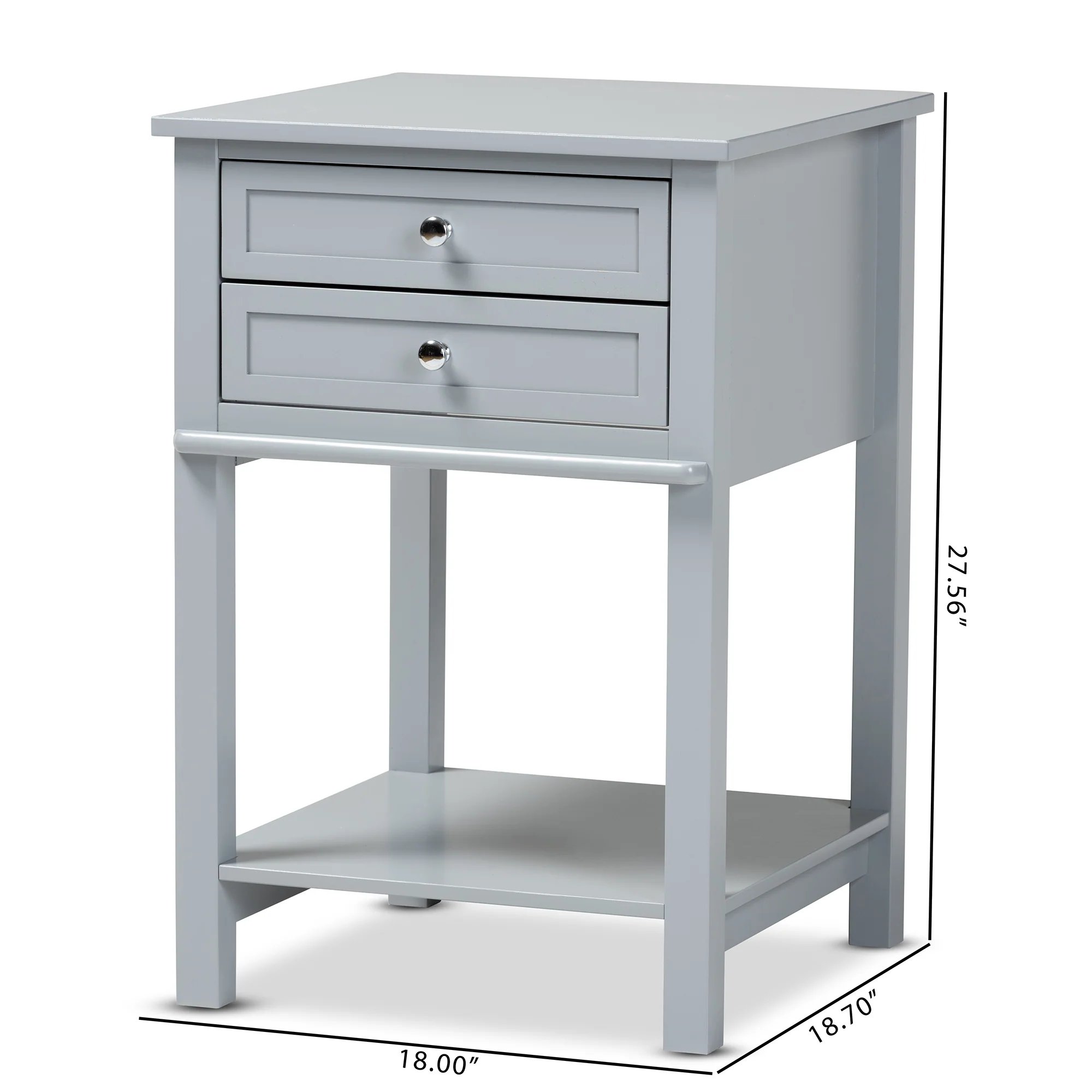 Baxton Studio Willow Modern Transitional Light Grey Finished 2-Drawer Wood End Table - Image 3