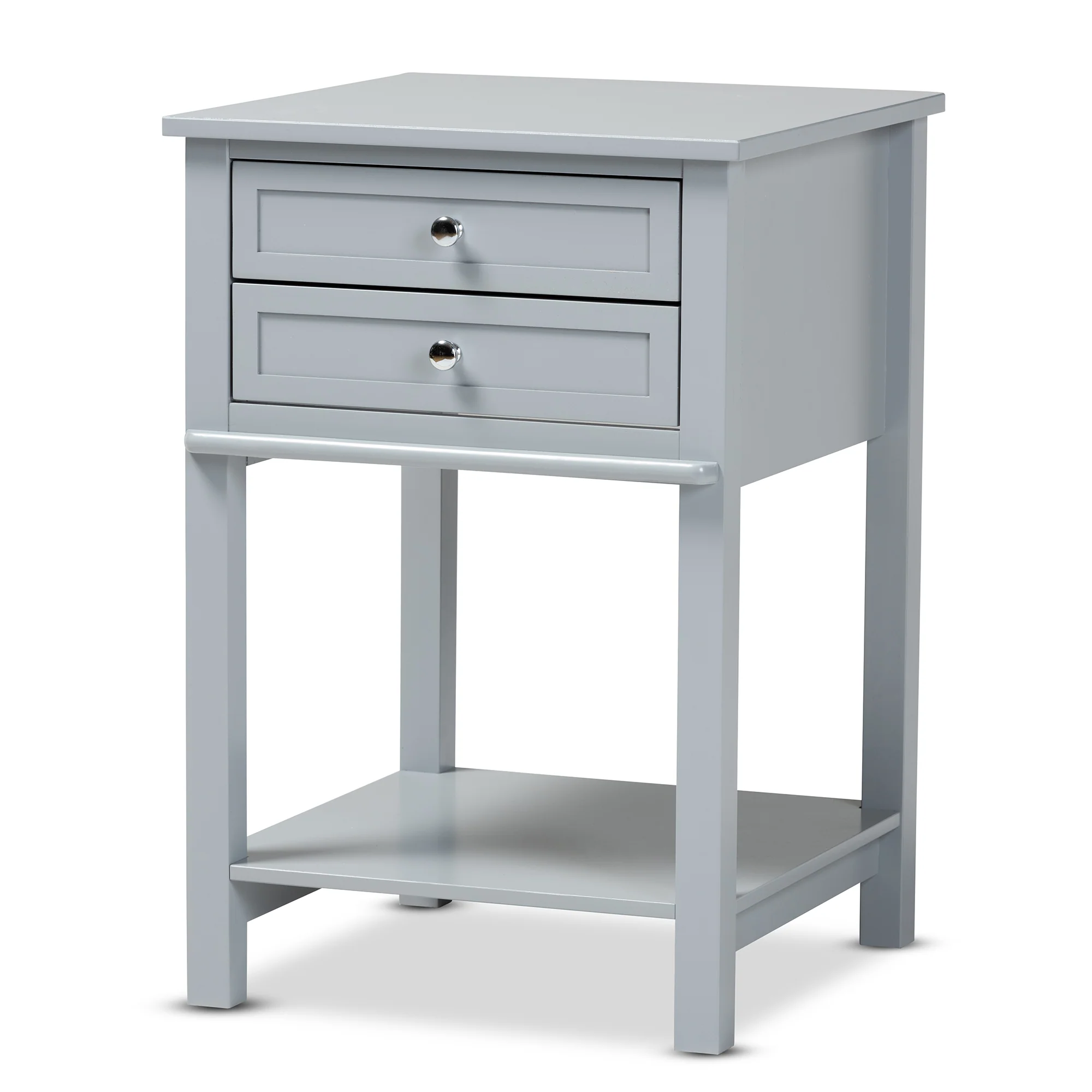Baxton Studio Willow Modern Transitional Light Grey Finished 2-Drawer Wood End Table - Image 4