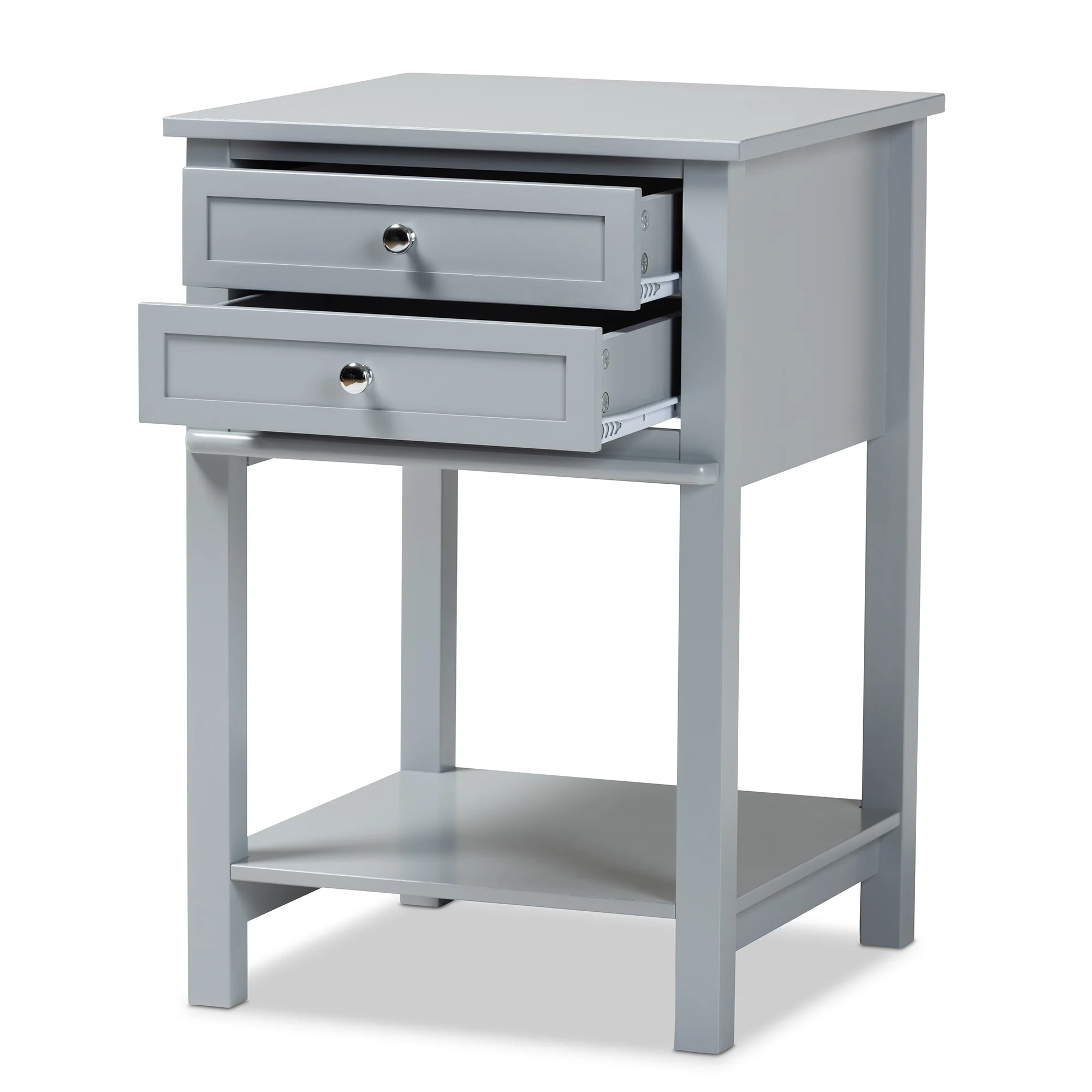 Baxton Studio Willow Modern Transitional Light Grey Finished 2-Drawer Wood End Table - Image 5