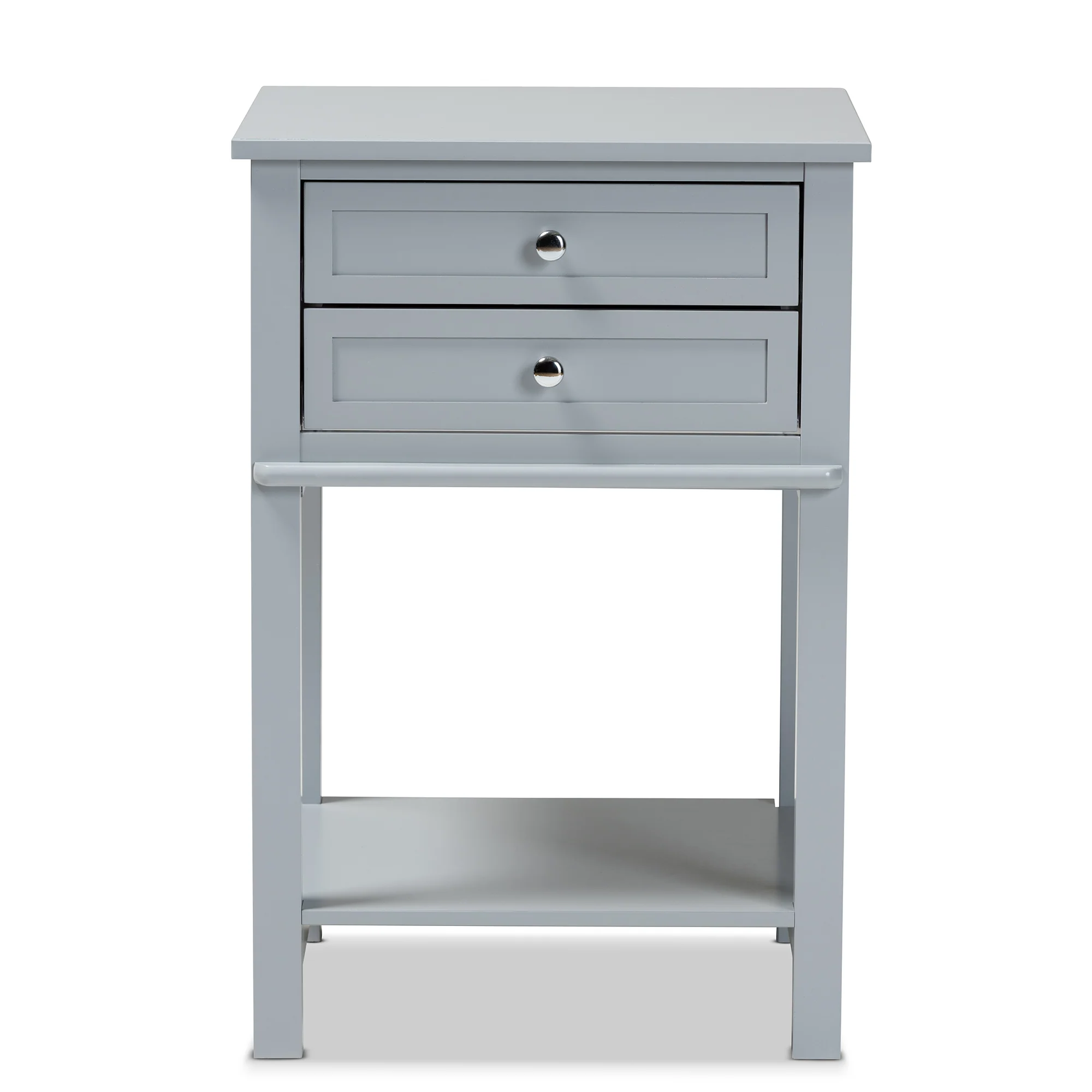 Baxton Studio Willow Modern Transitional Light Grey Finished 2-Drawer Wood End Table - Image 6