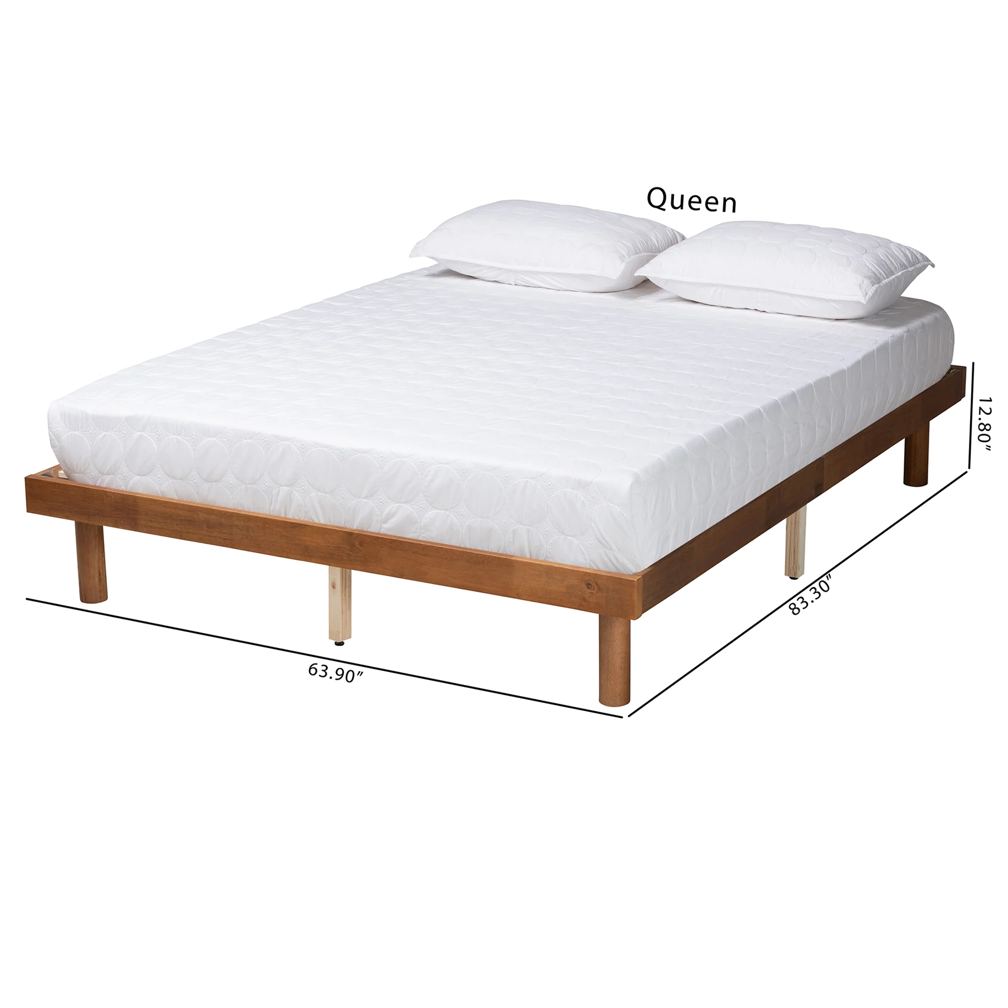 Baxton Studio Winston Mid-Century Modern Walnut Brown Finished Wood Full Size Platform Bed frame - Image 8