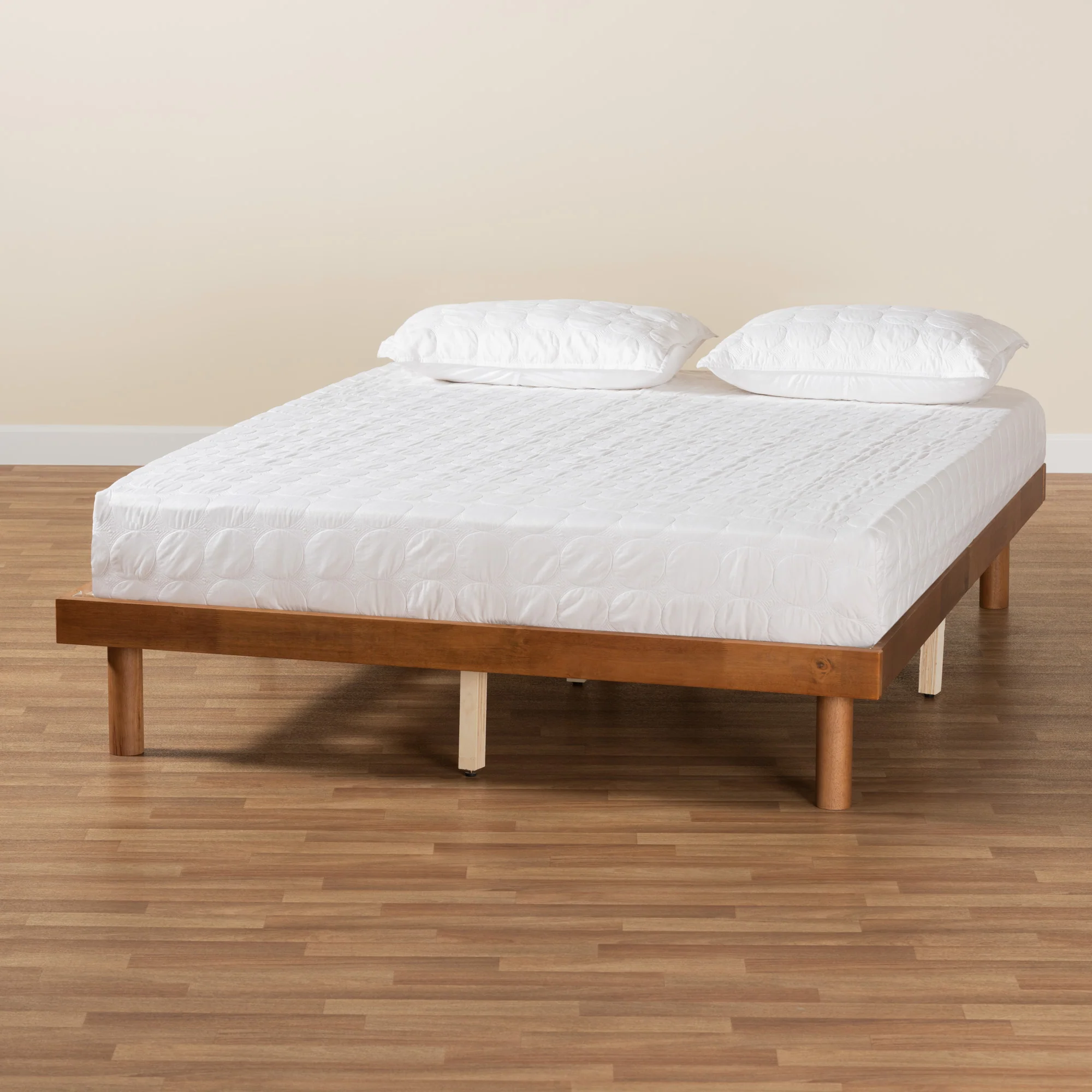 Baxton Studio Winston Mid-Century Modern Walnut Brown Finished Wood King Size Platform Bed frame - Image 7