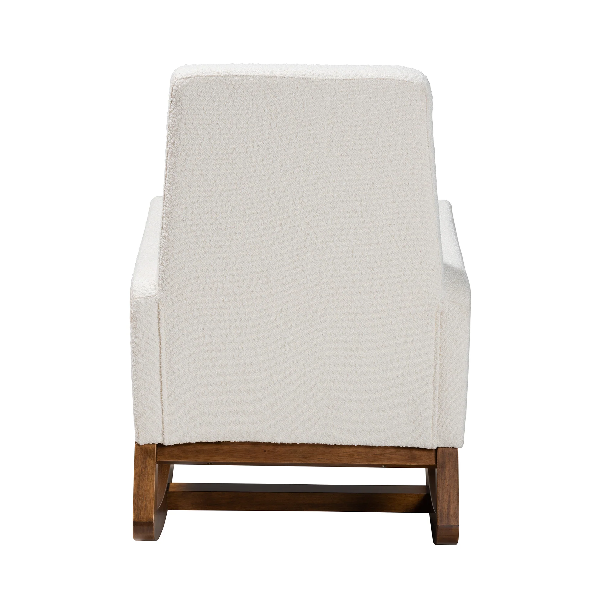 Baxton Studio Yashiya Mid-Century Modern Off-White Boucle Upholstered and Walnut Brown Finished Wood Rocking Chair - Image 5
