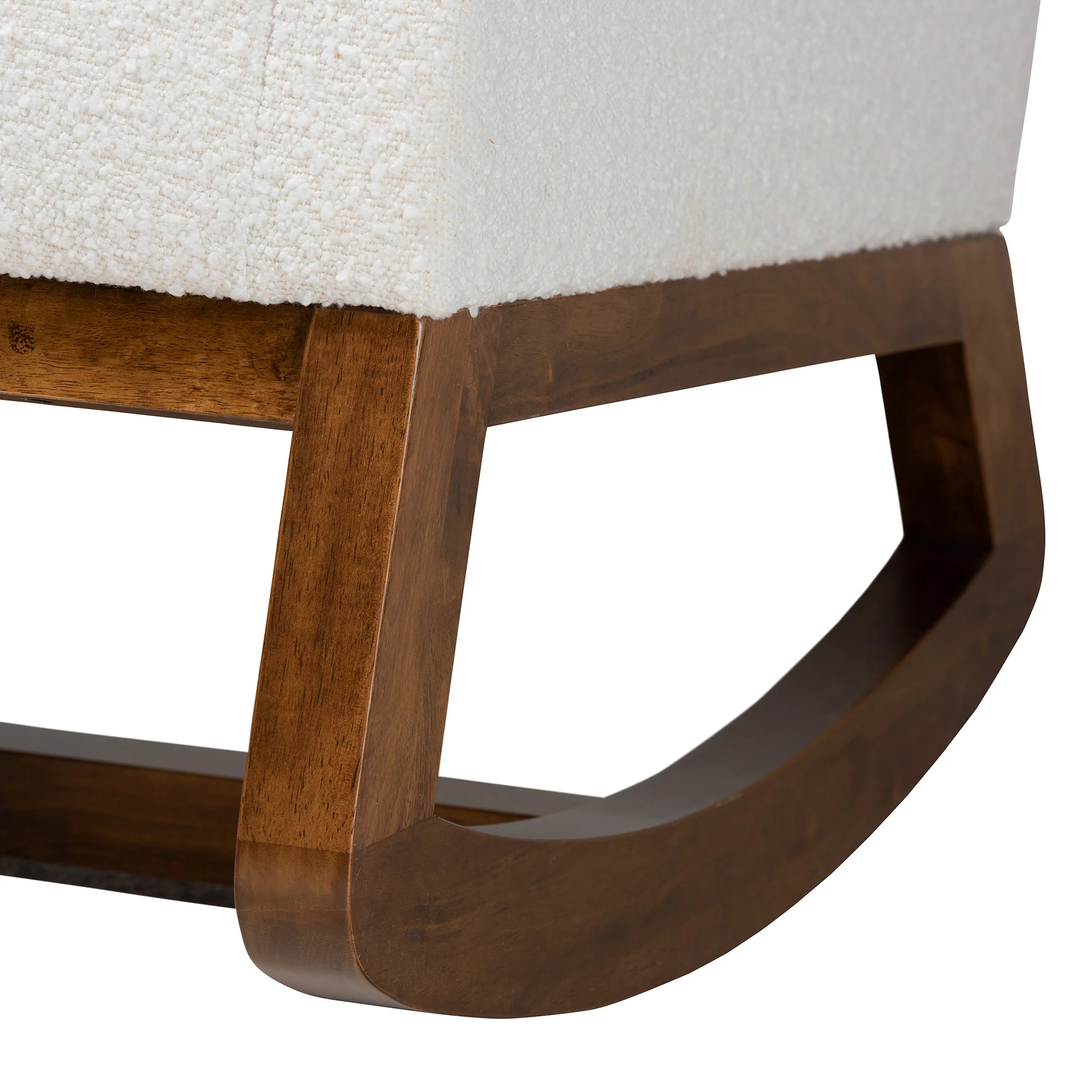 Baxton Studio Yashiya Mid-Century Modern Off-White Boucle Upholstered and Walnut Brown Finished Wood Rocking Chair - Image 7
