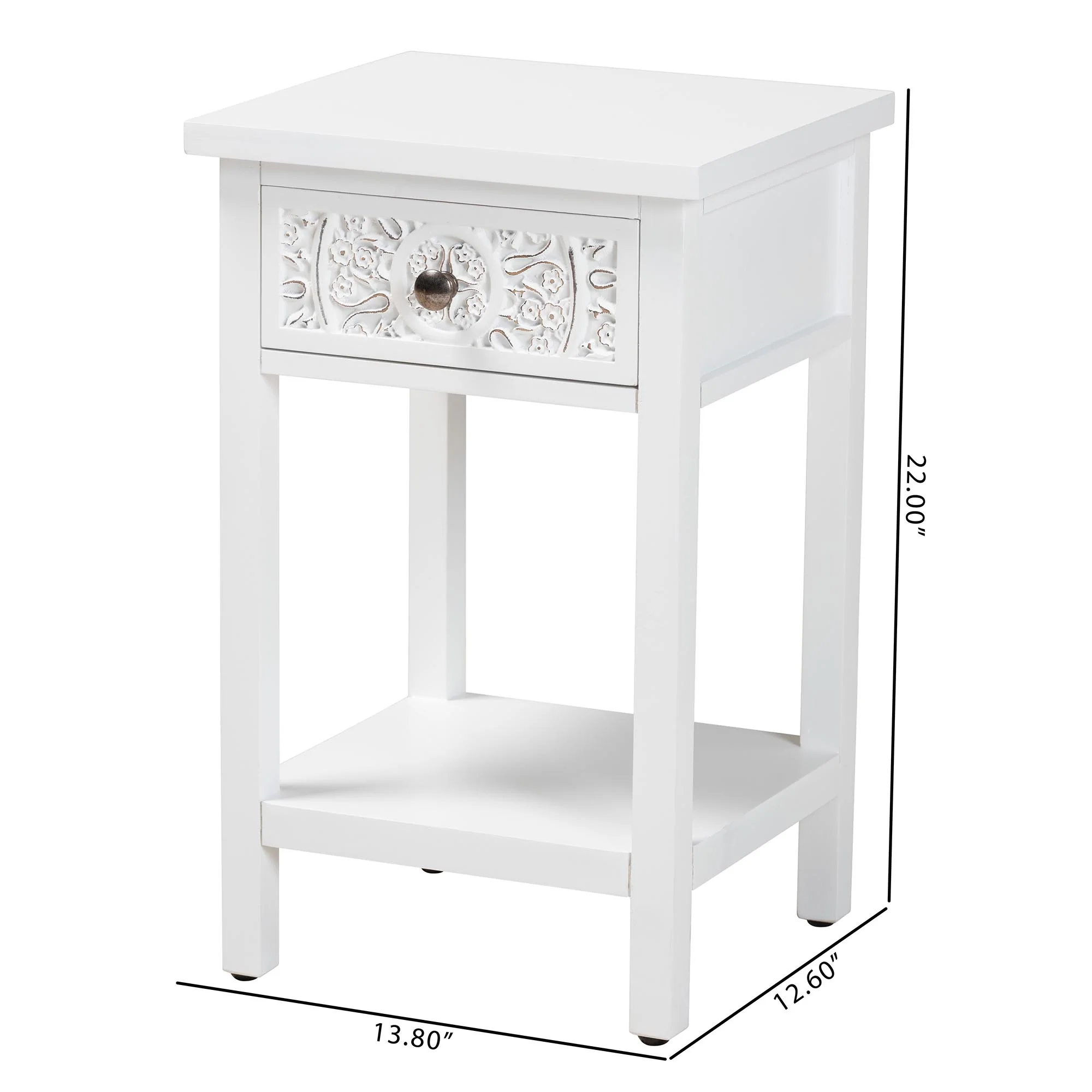 Baxton Studio Yelena Classic and Traditional White Finished Wood 1-Drawer End Table - Image 10