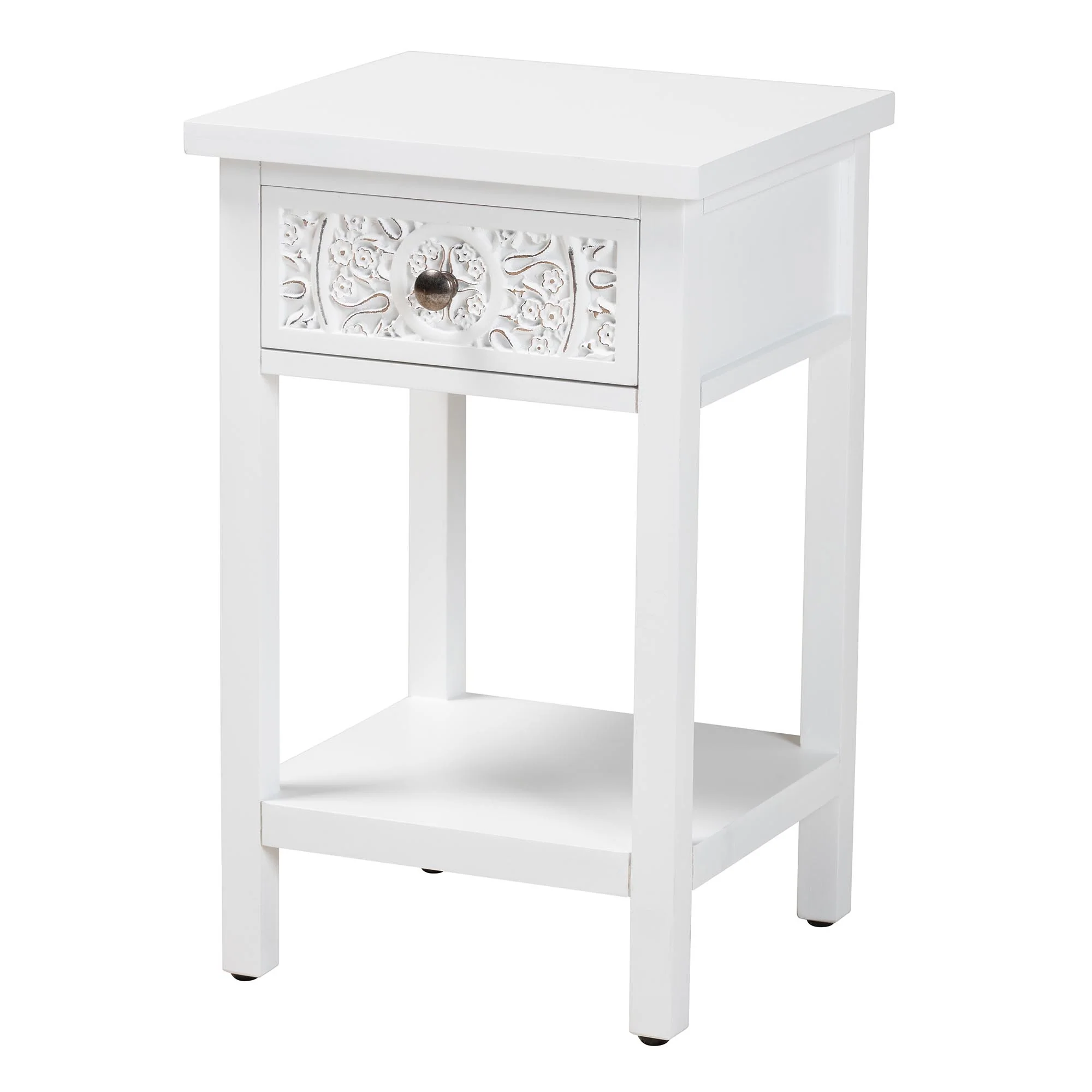 Baxton Studio Yelena Classic and Traditional White Finished Wood 1-Drawer End Table - Image 2