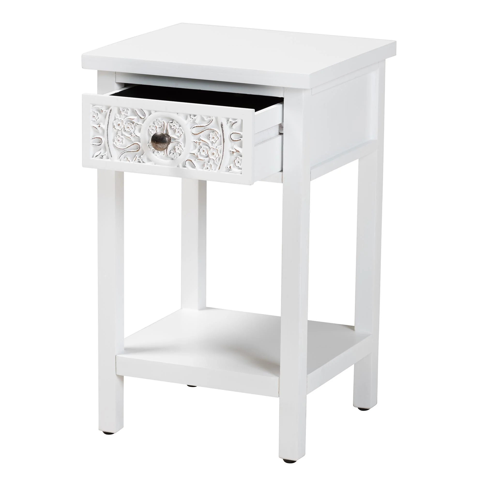 Baxton Studio Yelena Classic and Traditional White Finished Wood 1-Drawer End Table - Image 3