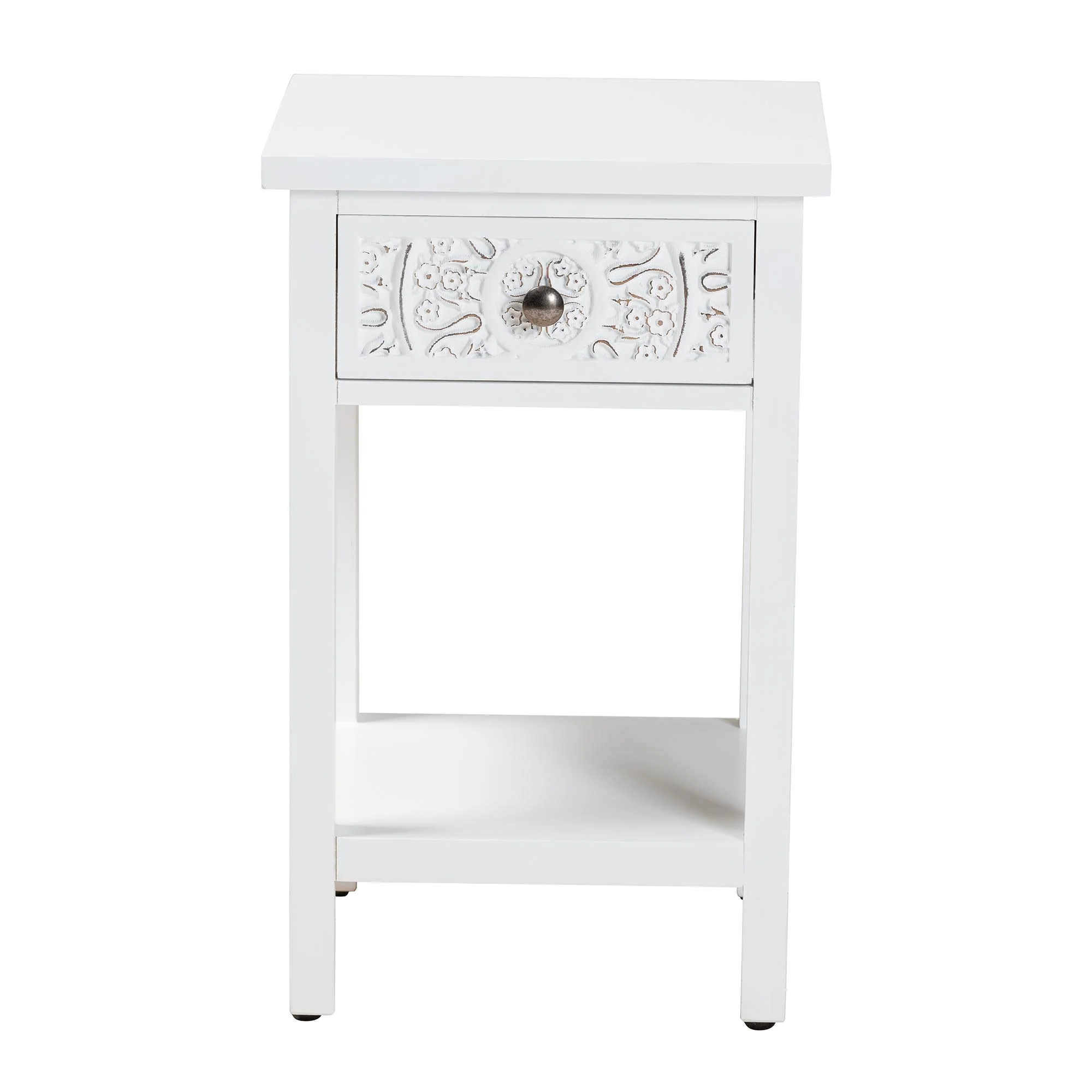 Baxton Studio Yelena Classic and Traditional White Finished Wood 1-Drawer End Table - Image 4