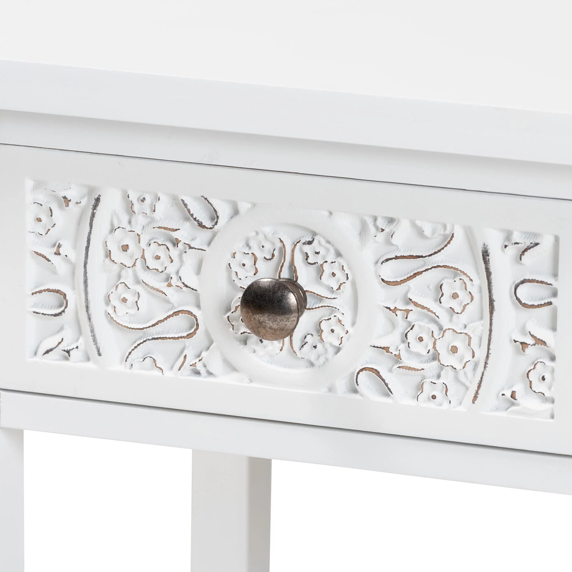 Baxton Studio Yelena Classic and Traditional White Finished Wood 1-Drawer End Table - Image 6