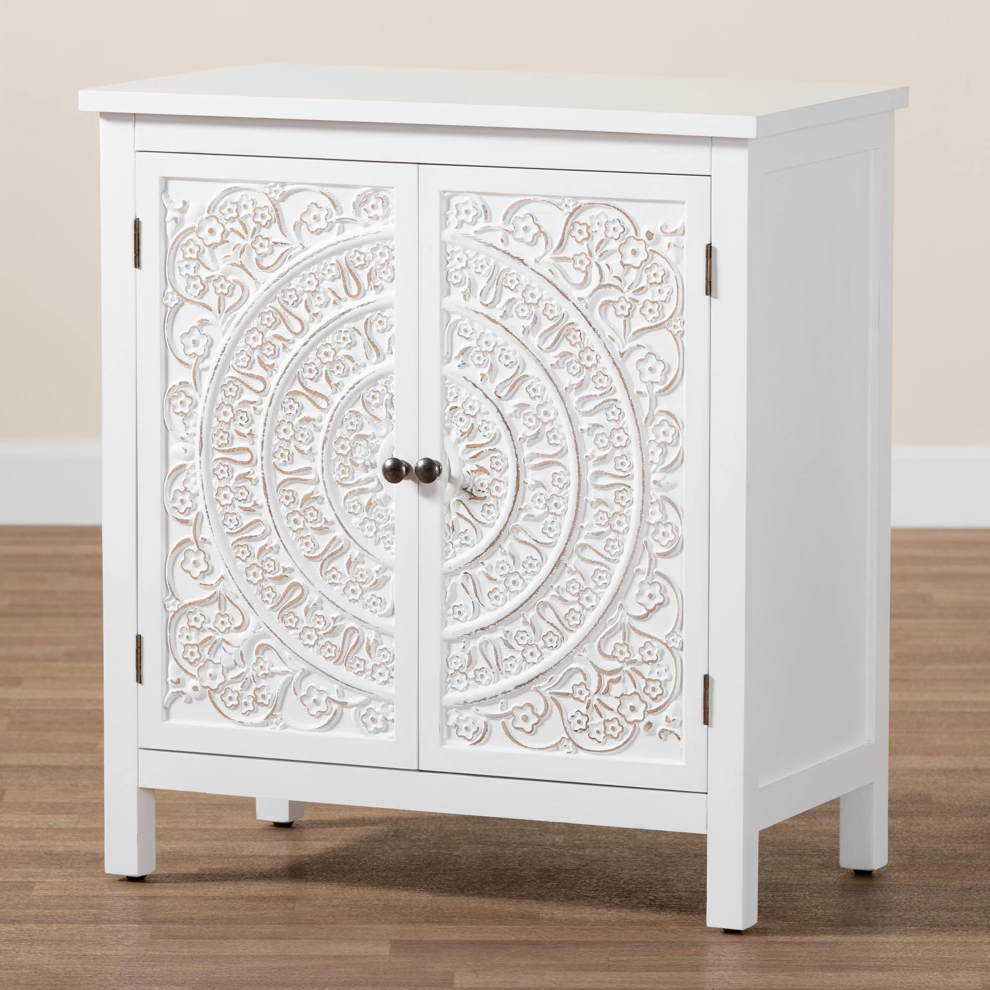 Baxton Studio Yelena Classic and Traditional White Finished Wood 2-Door Storage Cabinet - Image 2
