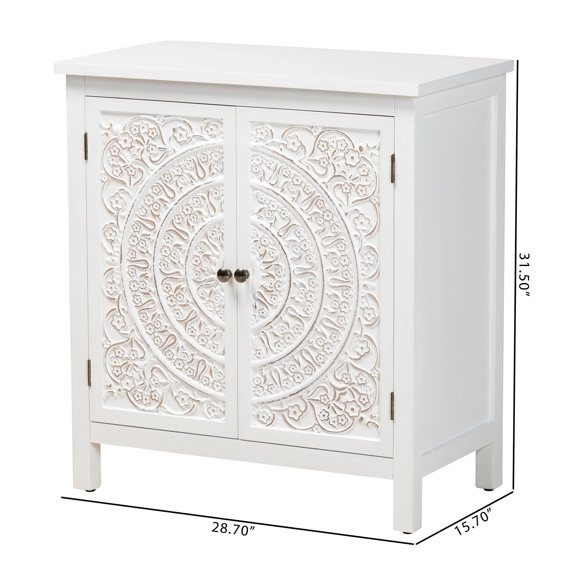 Baxton Studio Yelena Classic and Traditional White Finished Wood 2-Door Storage Cabinet - Image 3