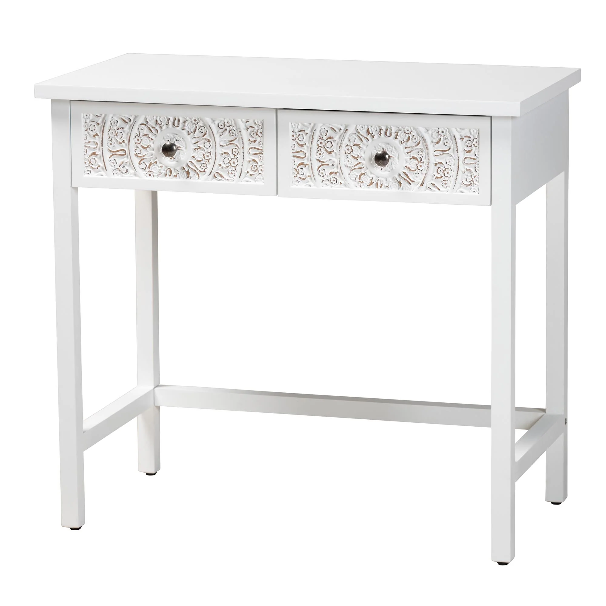 Baxton Studio Yelena Classic and Traditional White Finished Wood 2-Drawer Console Table - Image 2