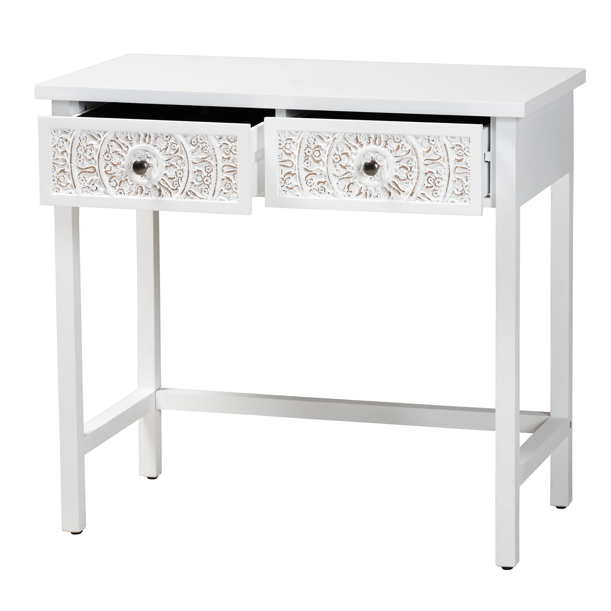 Baxton Studio Yelena Classic and Traditional White Finished Wood 2-Drawer Console Table - Image 3