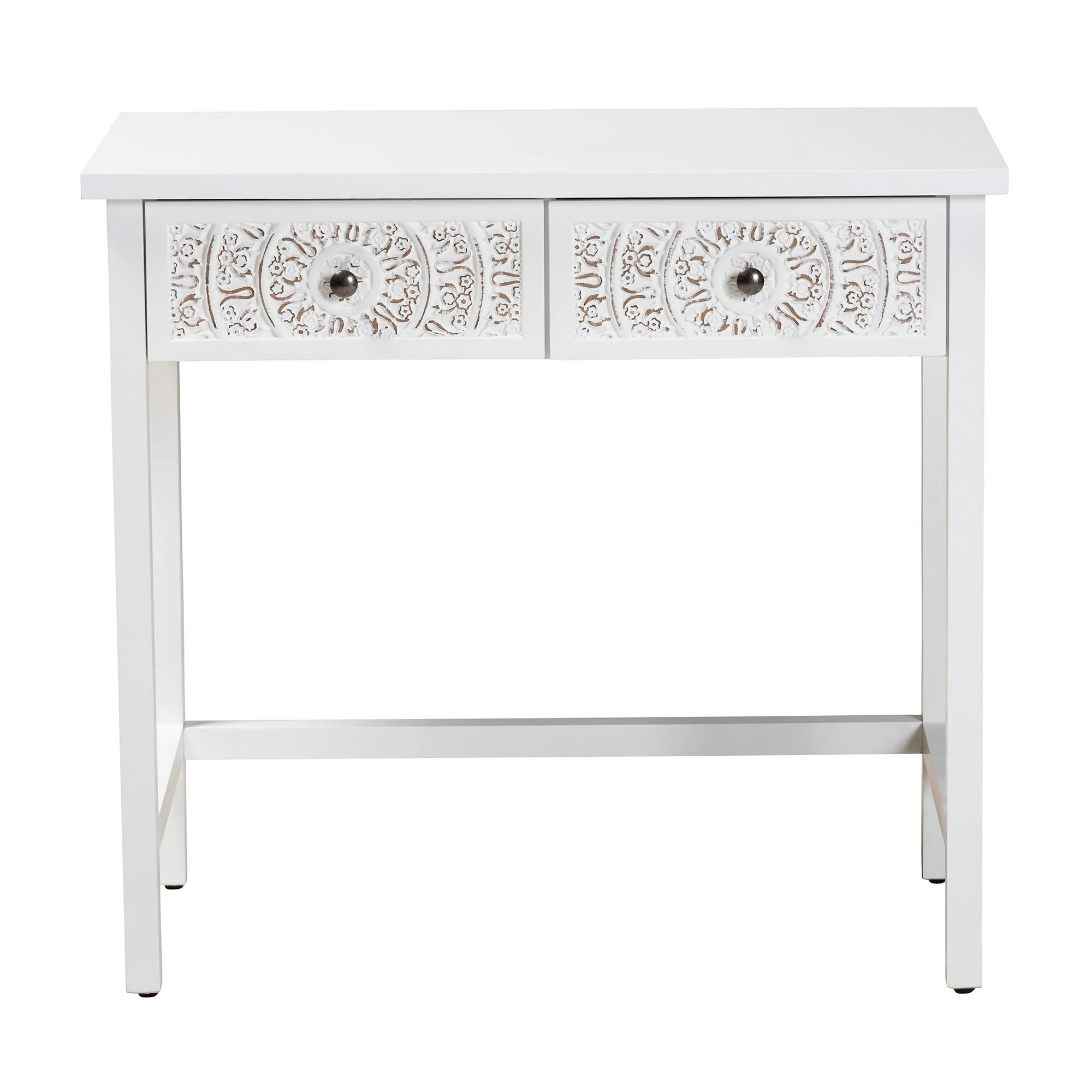 Baxton Studio Yelena Classic and Traditional White Finished Wood 2-Drawer Console Table - Image 4