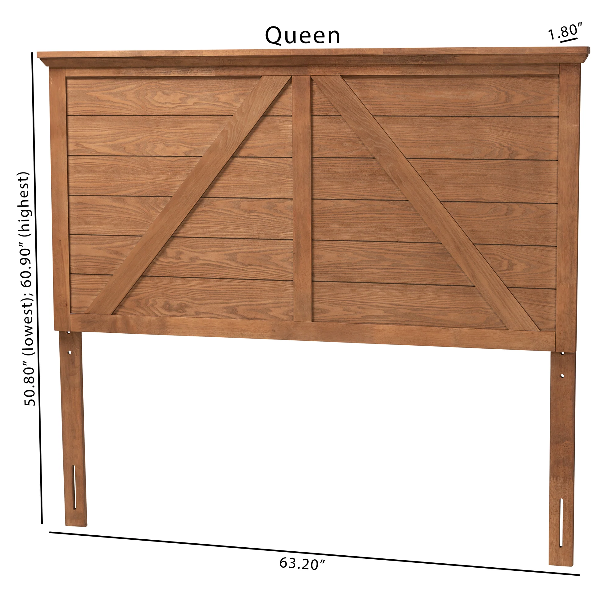 Baxton Studio Yorick Classic and Traditional Ash Walnut Finished Wood Queen Size Headboard - Image 8